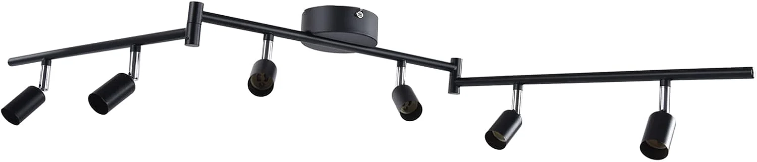 چراغ ریلی چرخشی، کیت نورپردازی ریلی قابل تعویض با قابلیت تنظیم 90 درجه، نصب آسان مدرن و بدون تغییر شکل برای اتاق خواب و نمایشگاه (مشکی)