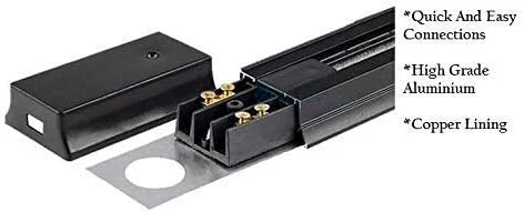 ست چراغ های ریلی ال ای دی مستطیلی روشنایی و نور روشنی (طول 1 متر، بدنه مشکی، فلزی)