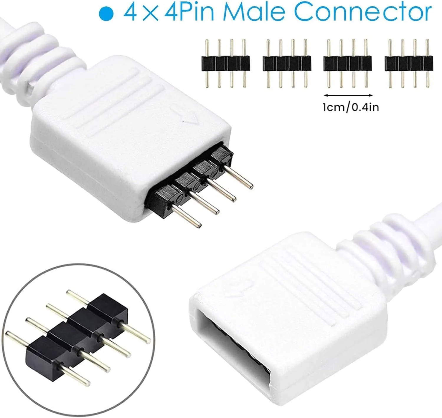 آر جی بی زون، بسته 2 عددی کابل افزایش طول 2 متری، اتصال مادگی به نوار ال ای دی اس ام دی 5050 آر جی بی به همراه 4 عدد کانکتور 4 پین رایگان