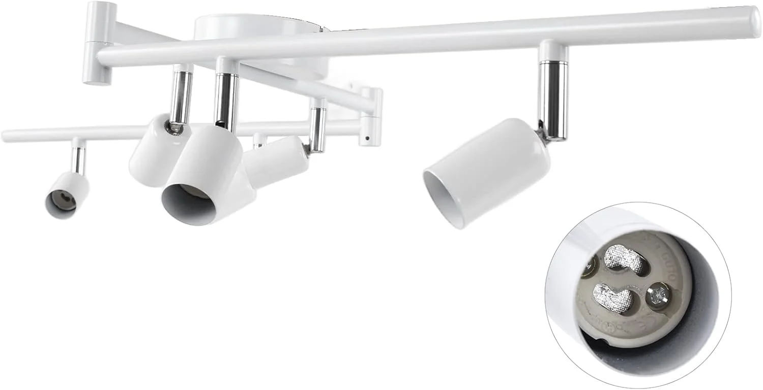 چراغ ریلی چرخشی، کیت نورپردازی ریلی قابل تعویض با قابلیت تنظیم 90 درجه، نصب آسان و مدرن، مناسب برای اتاق خواب و نمایشگاه (سفید)