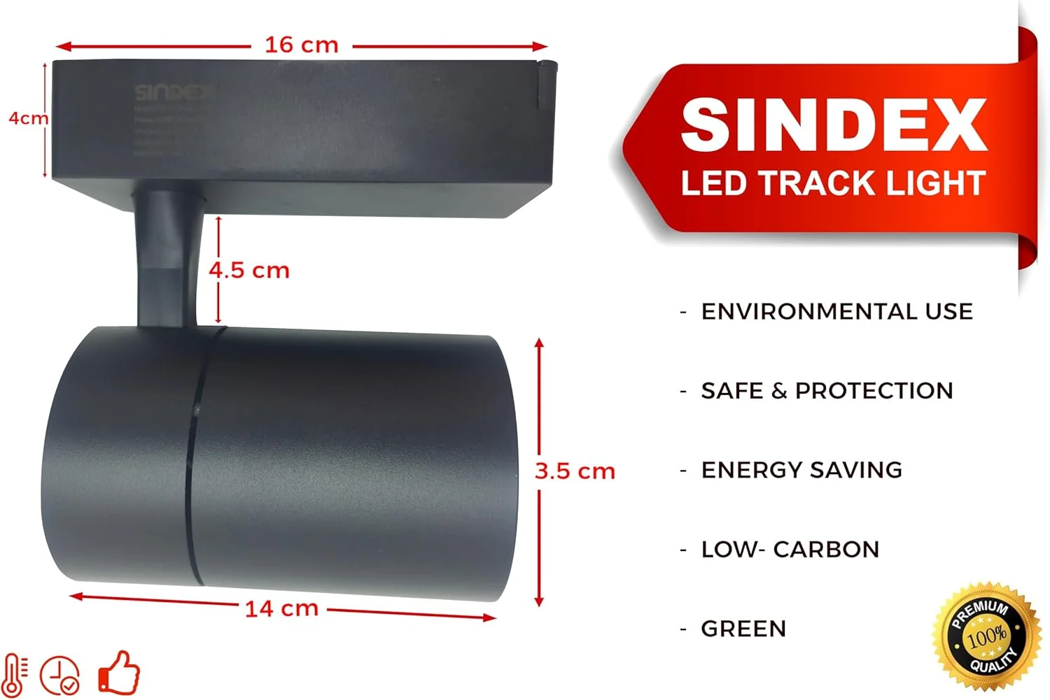 چراغ ریلی ال ای دی Sindex، 50 وات، حداکثر روشنایی رنگ های مشکی و سفید، 4500 لومن، طراحی مدرن ولتاژ AC220-240V 50/60Hz