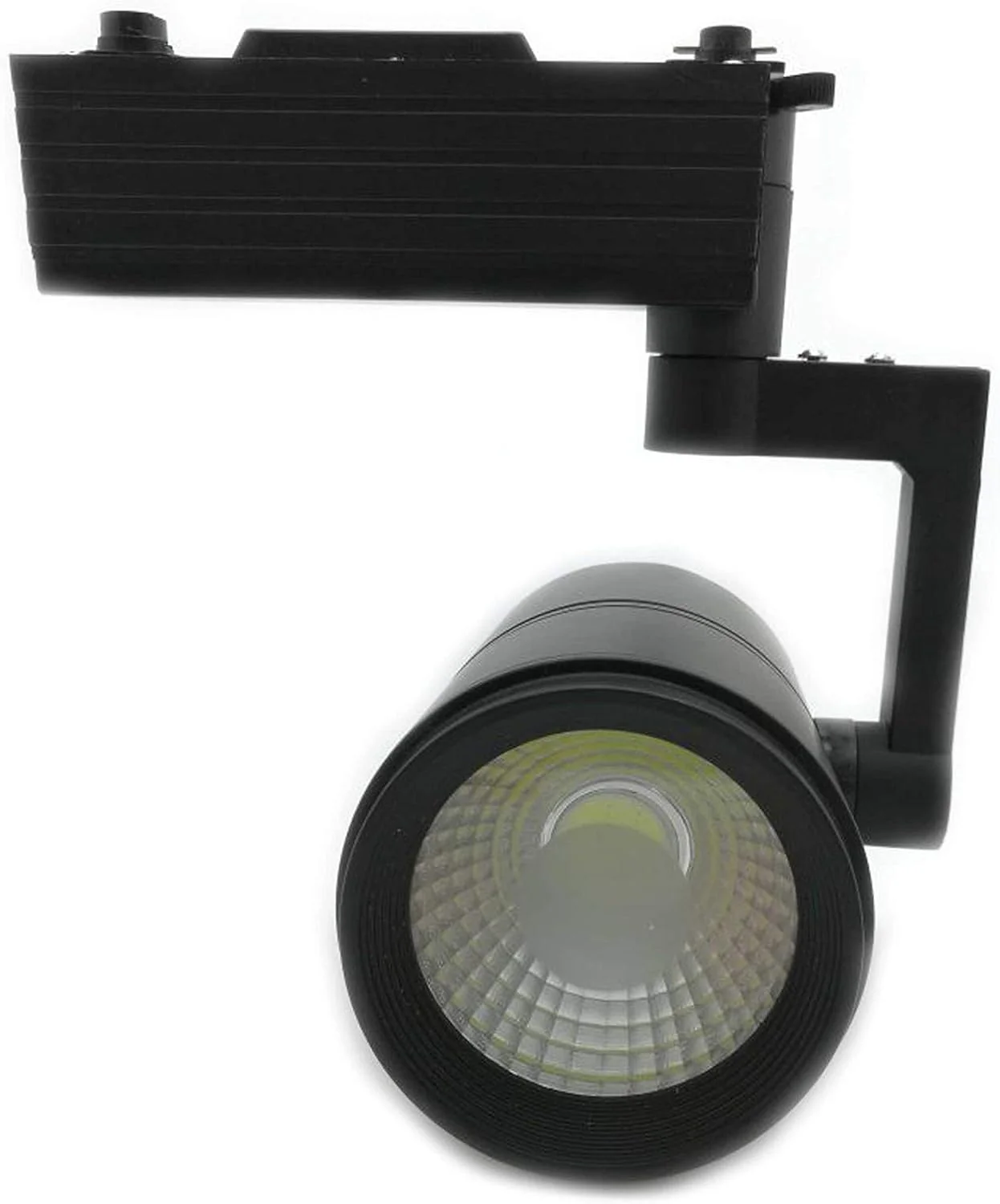 نورپردازی ریلی ال ای دی قابل تنظیم شنی، بدنه مشکی، نور نقطه ای رنگ سفید مناسب برای نورپردازی متمرکز فروشگاه