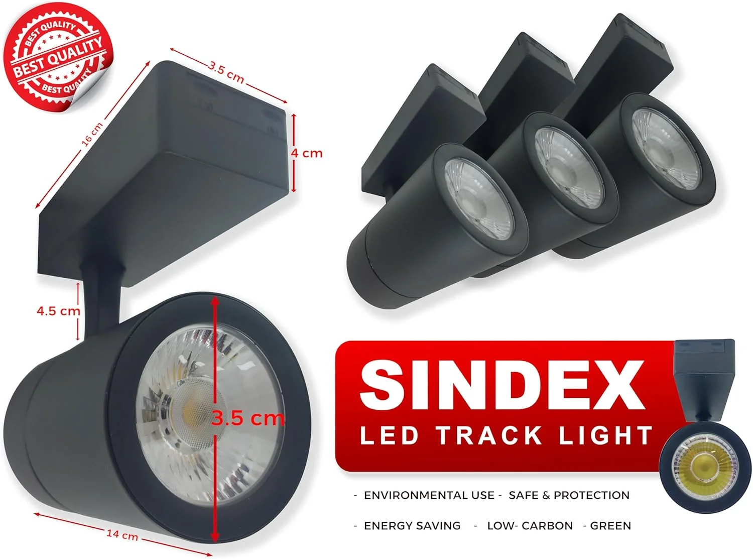 چراغ ریلی ال ای دی Sindex، 50 وات، حداکثر روشنایی رنگ های مشکی و سفید، 4500 لومن، طراحی مدرن ولتاژ AC220-240V 50/60Hz