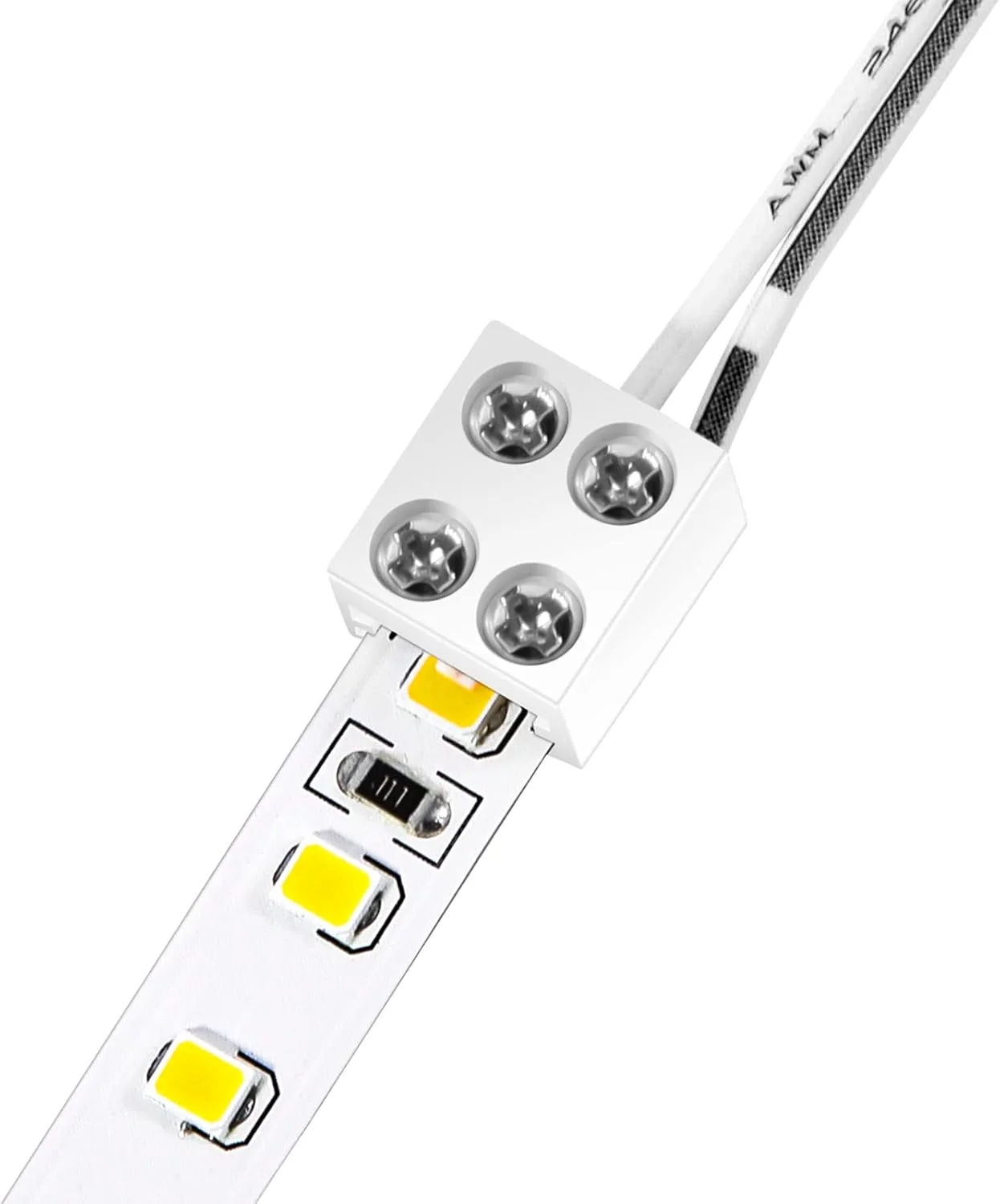 بهترین اتصال دهنده نوار LED بدون لحیم، ترمینال بلوک بدون لحیم، اتصال پیچی 8 میلی متری نوار به سیم، سفید، بسته 25 عددی بسته بندی شده جداگانه