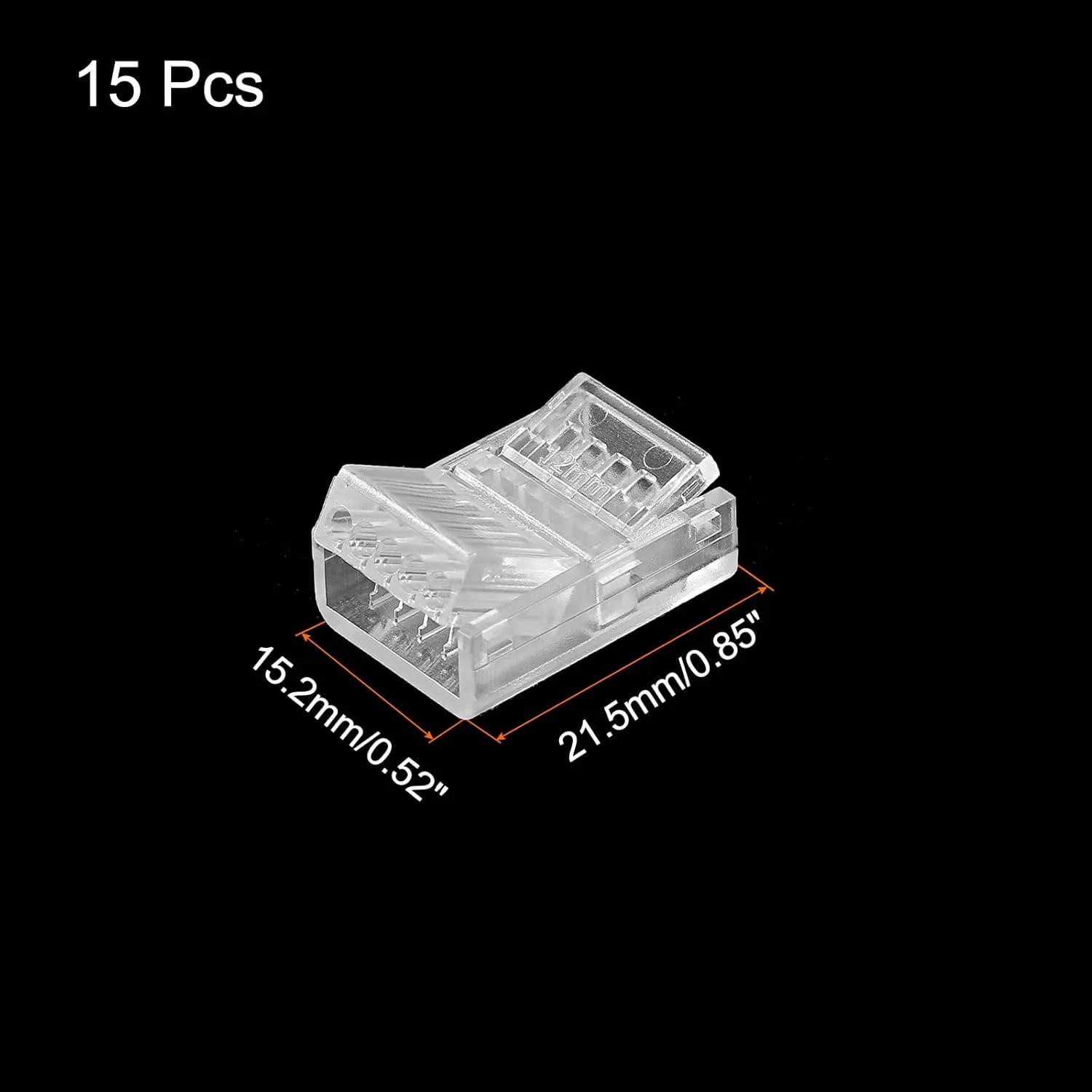 اتصال دهنده نوار LED پنج پین، اتصال دهنده های LED 12 میلی متری برای چراغ های نواری، گیره های RGB بدون سیم برای اتصال روشنایی مسیر بدون شکاف نوار نور، بسته 15 عددی