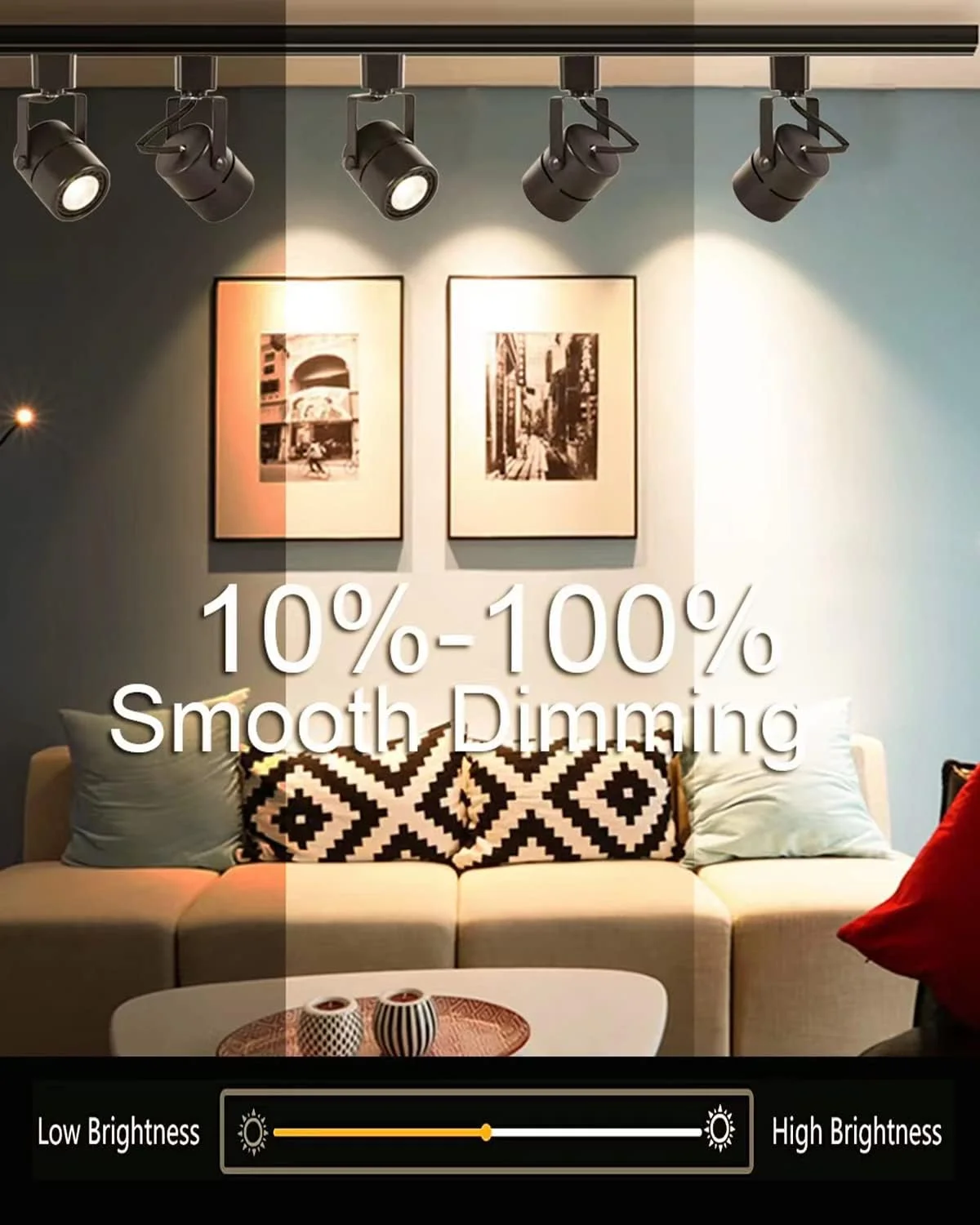 چراغ های ریلی 10 واتی STEAIRE، 3000K سفید گرم، چراغ های LED دیمر پذیر برای نورپردازی تاکیدی، فروشگاه ها، آشپزخانه، آثار هنری، چراغ ریلی خطی 120 ولت نوع H-CRI90+ 24° - بسته 12 عددی (مشکی)