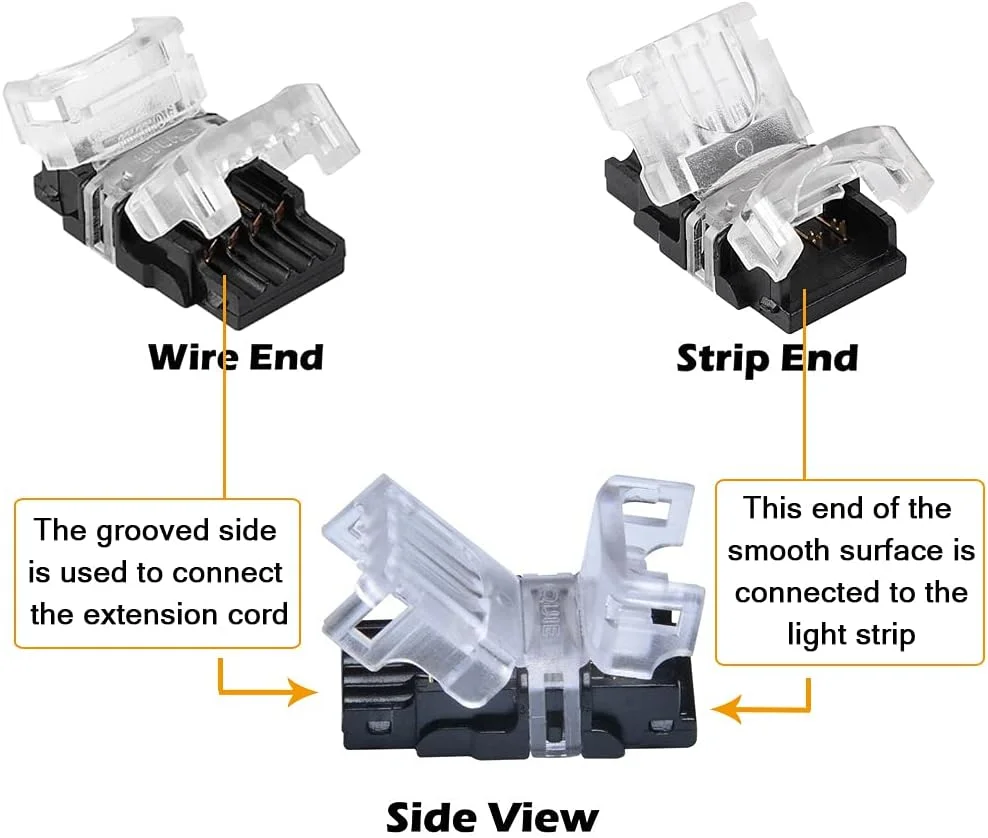 اتصال دهنده ال ای دی 4 پین SUPERNIGHT برای نوارهای ال ای دی RGB 5050 ضد آب 10 میلی متری، اتصال سریع نوار به سیم بدون لخت کردن، شامل کابل افزایش دهنده 4 سیمه 22 گیج 16.4 فوتی دارای گواهی UL