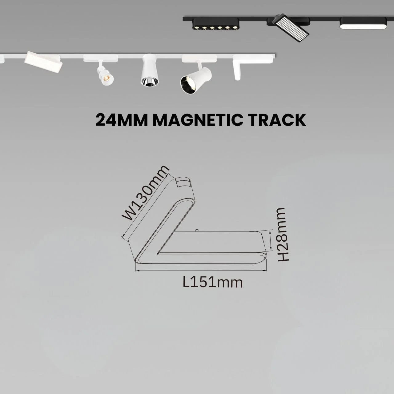 چراغ ریلی مغناطیسی فوق العاده نازک Target، مدل L شکل، روکار، توکار، آلومینیومی 24 میلی متری، نورافکن ریلی مغناطیسی LED با دمای رنگ 3000K، 4000K (مشکی - 4000K)