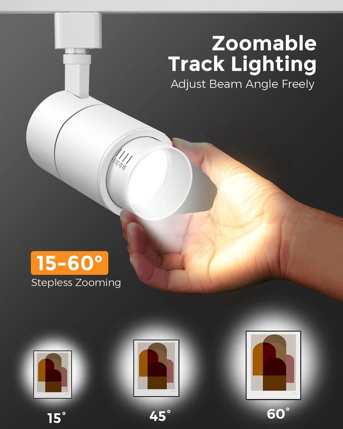 چراغ های ریلی زومدار 3 رنگه 30 واتی LED مدل H، چراغ های ریلی دیمر دار با نور روشن، مناسب فروشگاه، 3000K 4000K 5000K قابل تنظیم، CRI90+ 15°-60° 3000 لومن، سفید، بسته 4 عددی چراغ های ریلی زومدار 3 رنگه 30 واتی LED مدل H، چراغ های ریلی دیمر دار با نور روشن، مناسب فروشگاه، 3000K 4000K 5000K قابل تنظیم، CRI90+ 15°-60° 3000 لومن، سفید، بسته 4 عددی