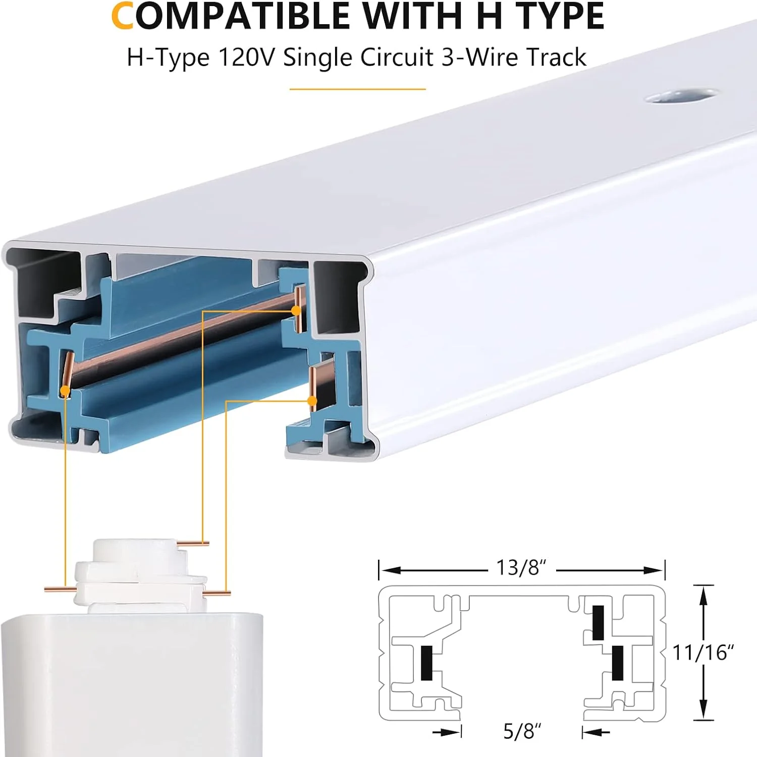اتصال دهنده ریل تک مداره H مدل VANoopee، مشکی، روکش ریل H، نصب آسان اتصال دهنده ریل تک مداره H مدل VANoopee، مشکی، روکش ریل H، نصب آسان