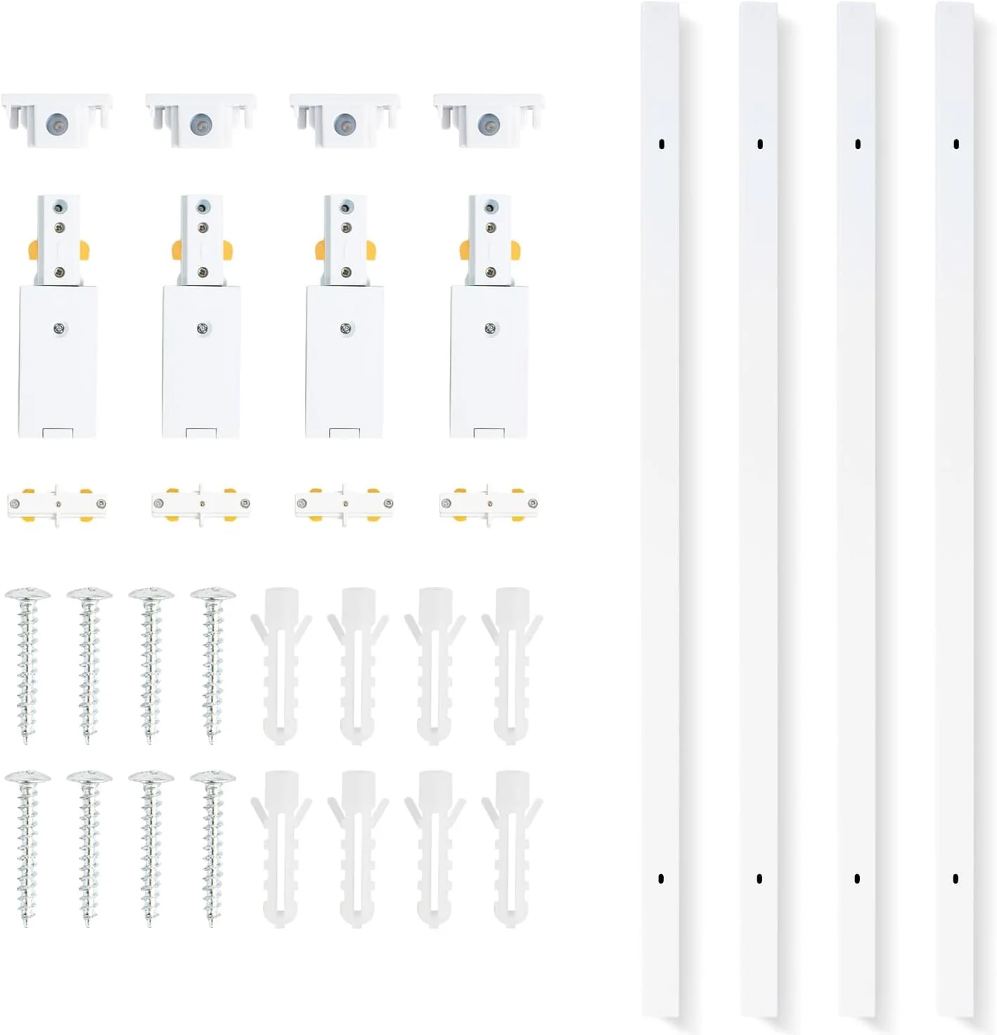 مجموعه ریل نورپردازی ترک H نوع H ونوپی ۱۳ فوتی سفید با درپوش انتهایی و اتصال دهنده برق سر زنده، سازگار با سیستم ترک H تک مداری ۱۲۰ ولت، برای سر چراغ های LED نوع H