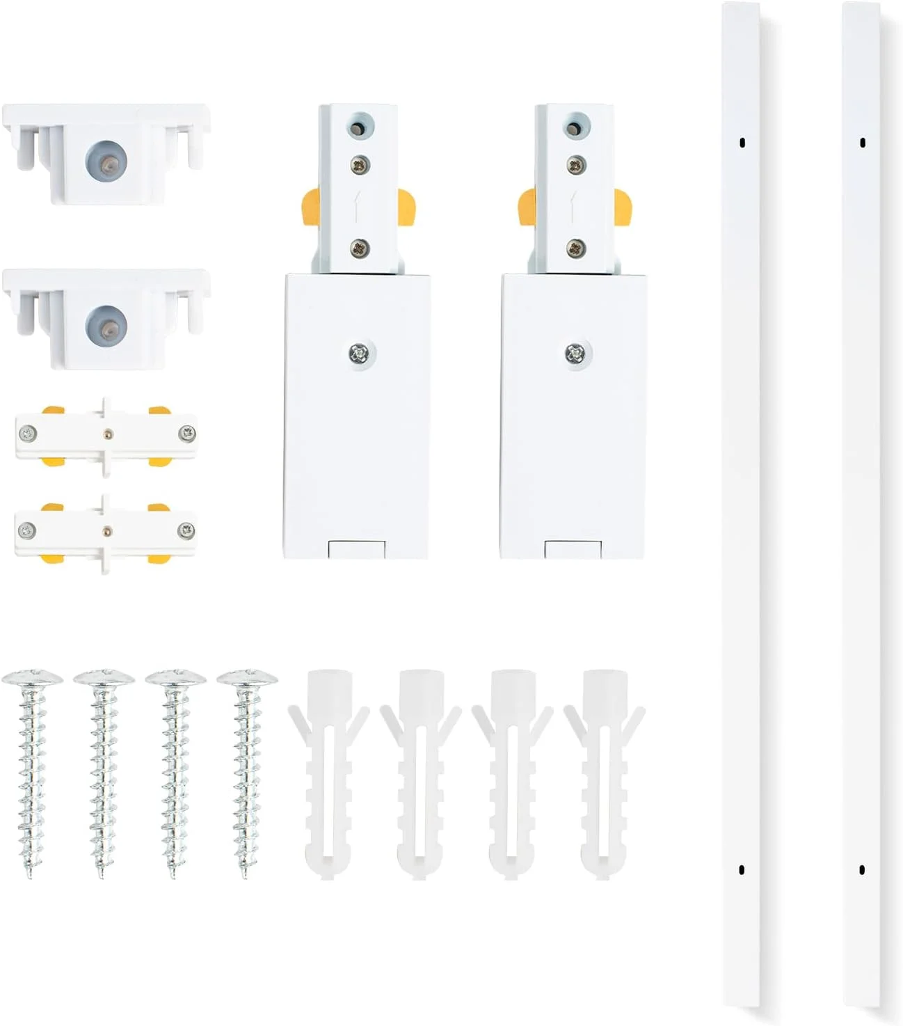 کیت ریل نورپردازی H مدل VANoopee، ریل های 2 متری نوع H سفید با درپوش انتهایی و اتصال دهنده تغذیه زنده، سازگار با سیستم تک مداره 120 ولت H، برای چراغ های ریلی LED نوع H