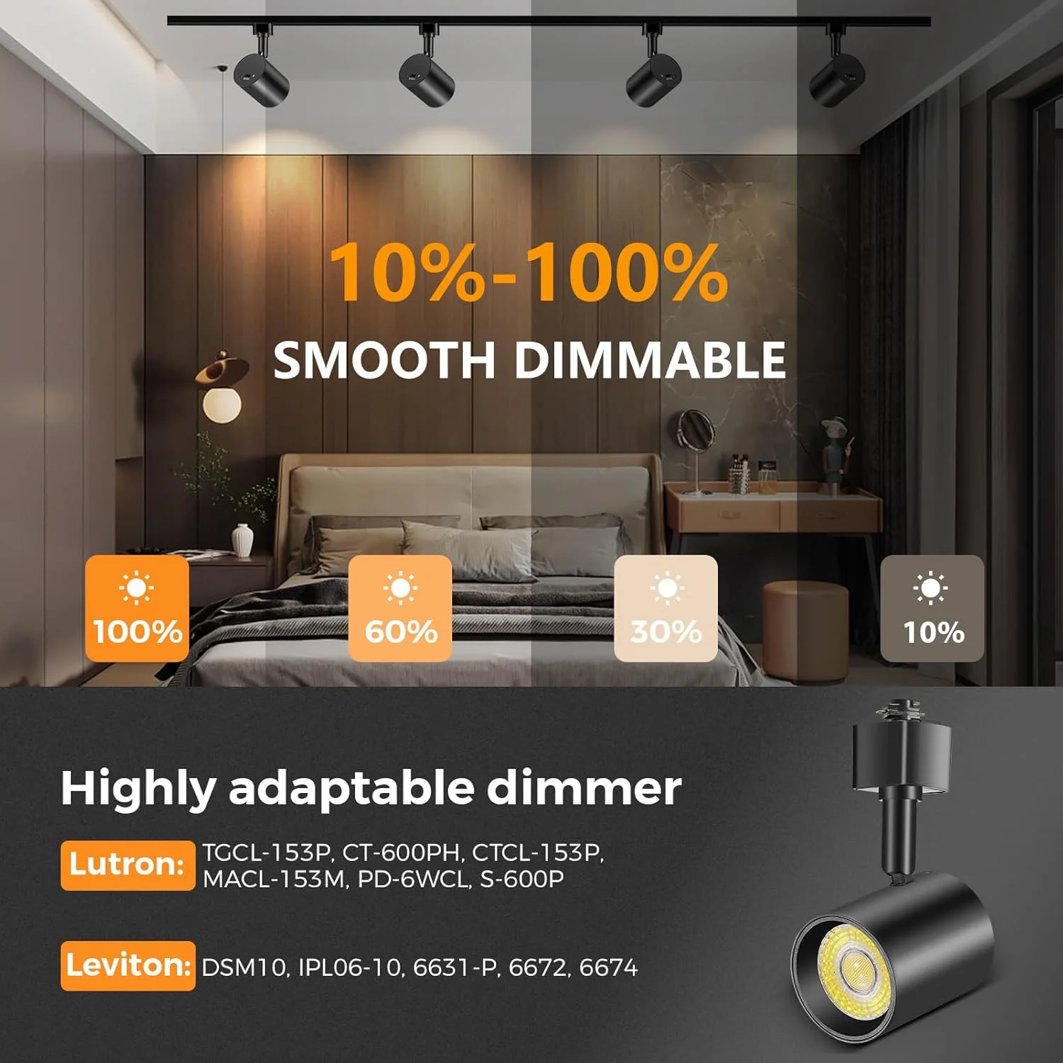 بسته ۱۲ عددی چراغ ریلی ال ای دی VANoopee، هد چراغ ریلی نوع H با قابلیت تنظیم ۵ رنگ، 2000K 3000K 4000K 5000K 6000K، بدون سوسو زدن Cri90+24° 10W 800Lm، مشکی