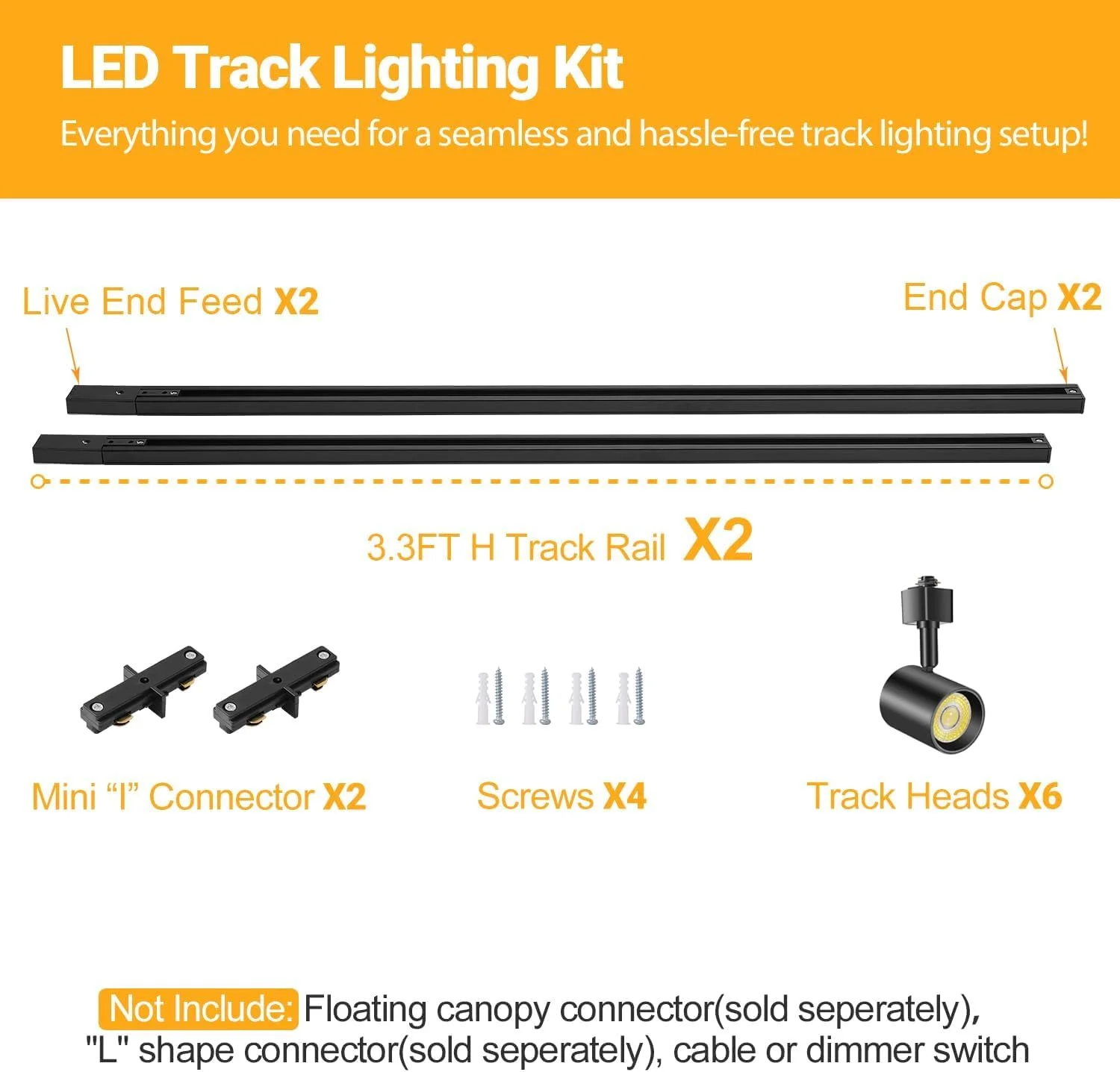 کیت نورپردازی ریلی ال ای دی VANoopee با ۵ رنگ و ۶ چراغ به همراه ریل H-Type به طول ۲ متر، چراغ های ریلی دیمر پذیر، چراغ سقفی روشن برای نورپردازی آشپزخانه، بدون سوسو زدن CRI90+ 10W 800lm مشکی کیت نورپردازی ریلی ال ای دی VANoopee با ۵ رنگ و ۶ چراغ به همراه ریل H-Type به طول ۲ متر، چراغ های ریلی دیمر پذیر، چراغ سقفی روشن برای نورپردازی آشپزخانه، بدون سوسو زدن CRI90+ 10W 800lm مشکی