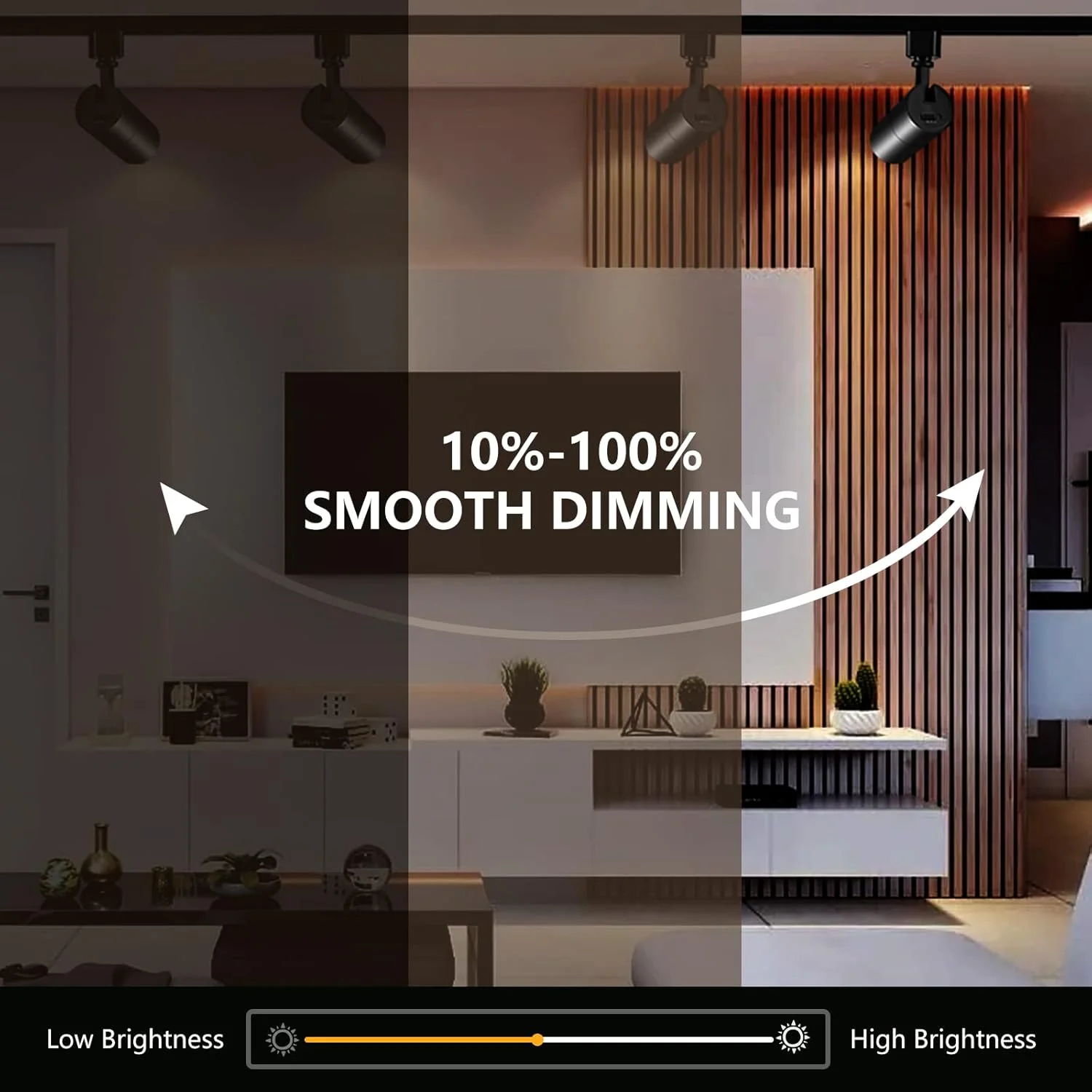 چراغ ریلی 10 وات سه رنگ VANoopee، چراغ های ریلی LED دیمر پذیر، چراغ های سقفی ریلی روشن، چراغ های متمرکز، 3000K 4000K 5000K، بدون سوسو CRI90+ 36° 1000lm، مشکی مات، بسته 4 عددی