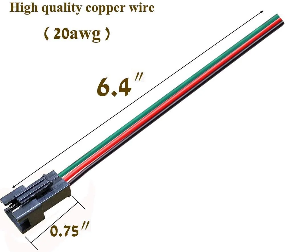 اتصال دهنده 3 پین، اتصال دهنده LED، پلاگین اتصال دهنده نر و ماده میکرو، سیم کابل اتصال دهنده ترمینال مشکی قرمز با 20AWG 15CM برای نوار نور LED (25 جفت)