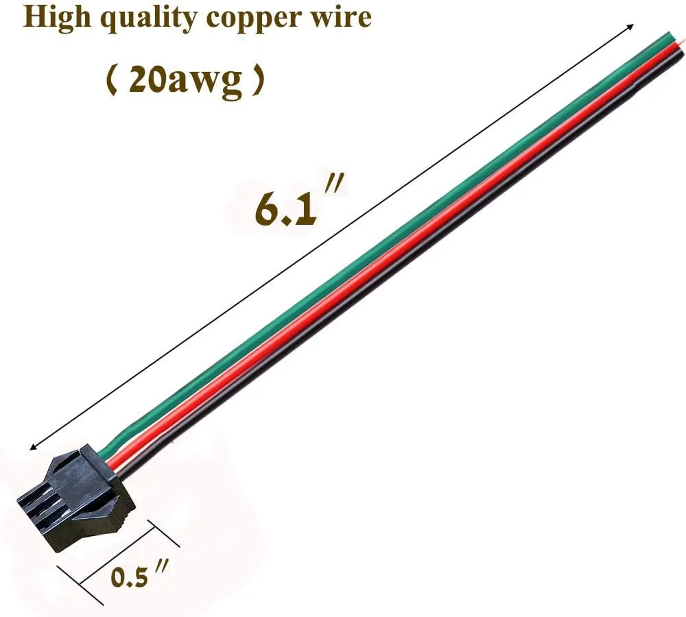 اتصال دهنده 3 پین، اتصال دهنده LED، پلاگین اتصال دهنده نر و ماده میکرو، سیم کابل اتصال دهنده ترمینال مشکی قرمز با 20AWG 15CM برای نوار نور LED (25 جفت)