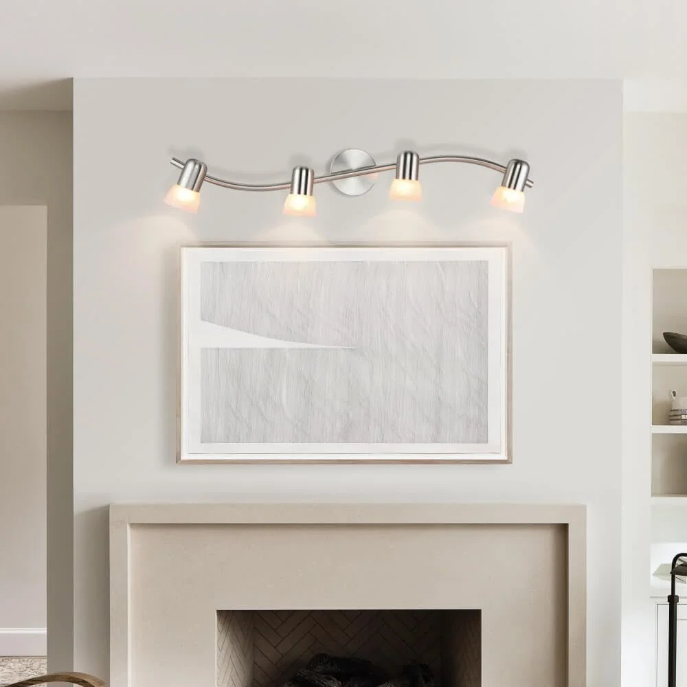 چراغ ریلی ژینبی، چراغ ریلی 4 شاخه با شیشه، چراغ سقفی مدرن آشپزخانه نیکل برس خورده مدل XB-TR1238-4-BN