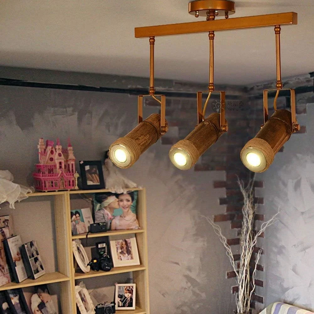 چراغ های دیواری، سقفی و آویز با لوله بامبو و طناب کنفی، مناسب برای روشنایی کافه، بار، رستوران و اتاق زیر شیروانی (رنگ: تک شاخه)