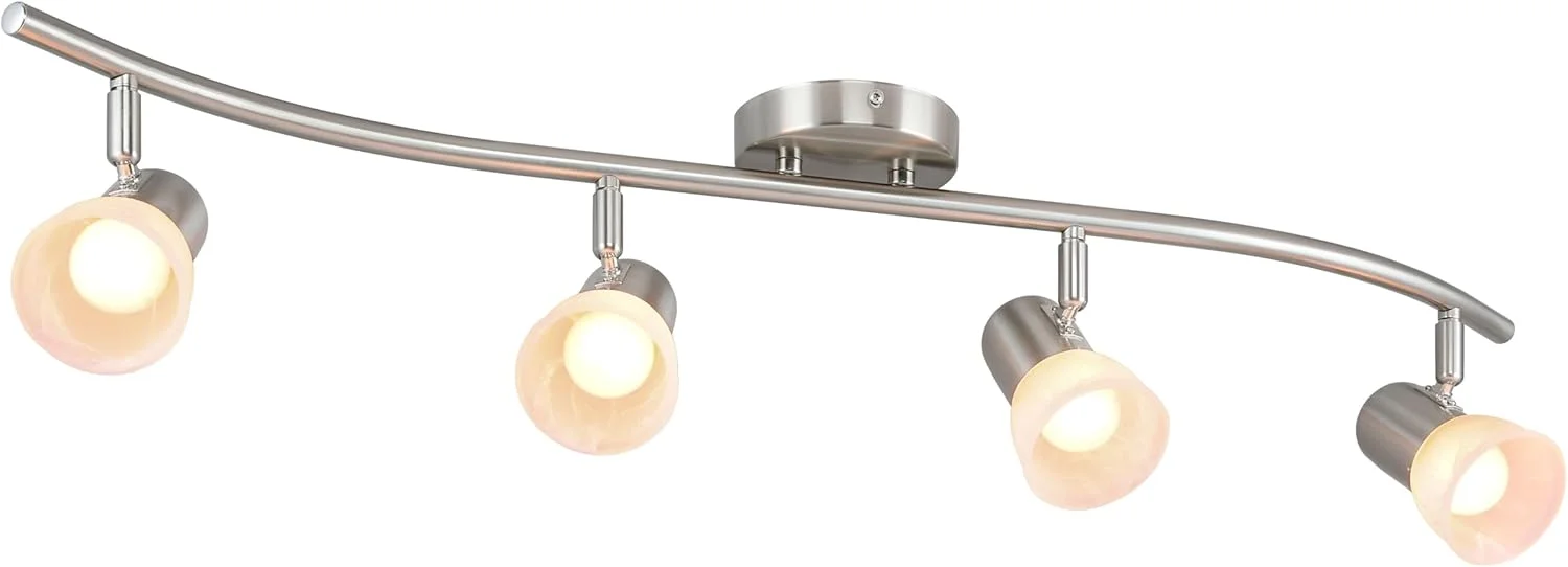 چراغ ریلی ژینبی، چراغ ریلی 4 شاخه با شیشه، چراغ سقفی مدرن آشپزخانه نیکل برس خورده مدل XB-TR1238-4-BN