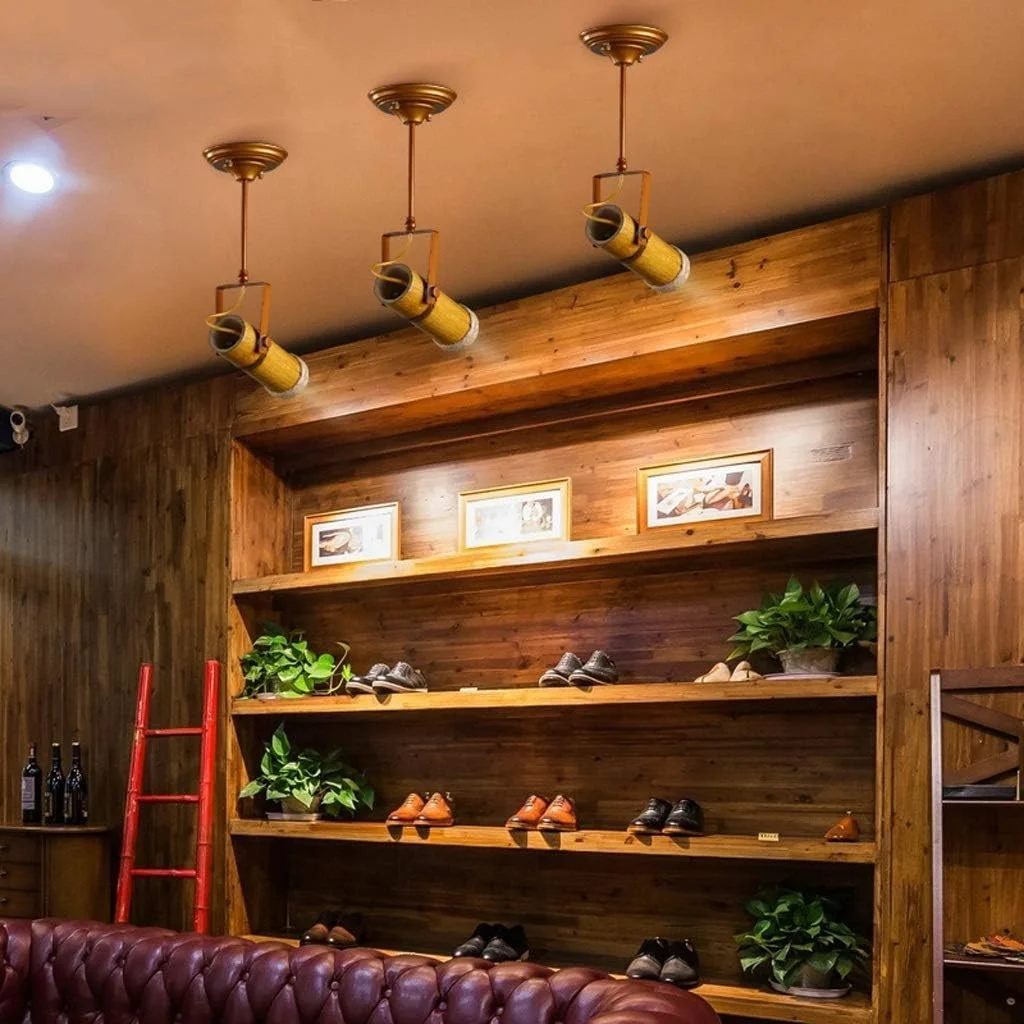 چراغ های دیواری، سقفی و آویز با لوله بامبو و طناب کنفی، مناسب برای روشنایی کافه، بار، رستوران و اتاق زیر شیروانی (رنگ: تک شاخه)