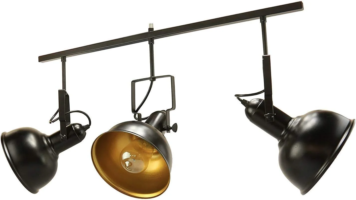 چراغ ریلی - 3 شعله، چراغ سقفی نیمه فرورفته صنعتی وینتیج - چراغ ریلی دیواری برنزی روغنی (رنگ: 3 شعله)