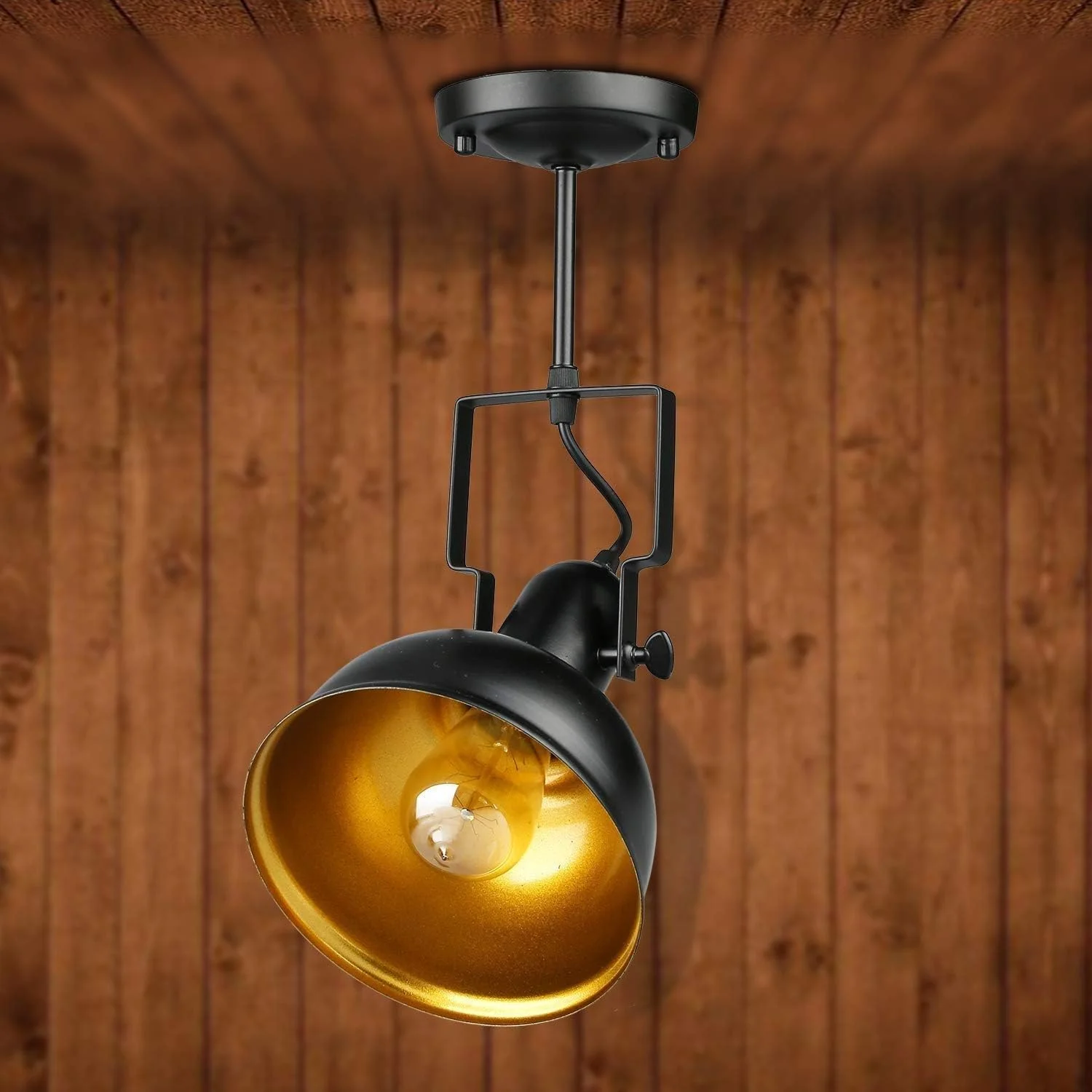 چراغ ریلی - 3 شعله، چراغ سقفی نیمه فرورفته صنعتی وینتیج - چراغ ریلی دیواری برنزی روغنی (رنگ: 3 شعله)