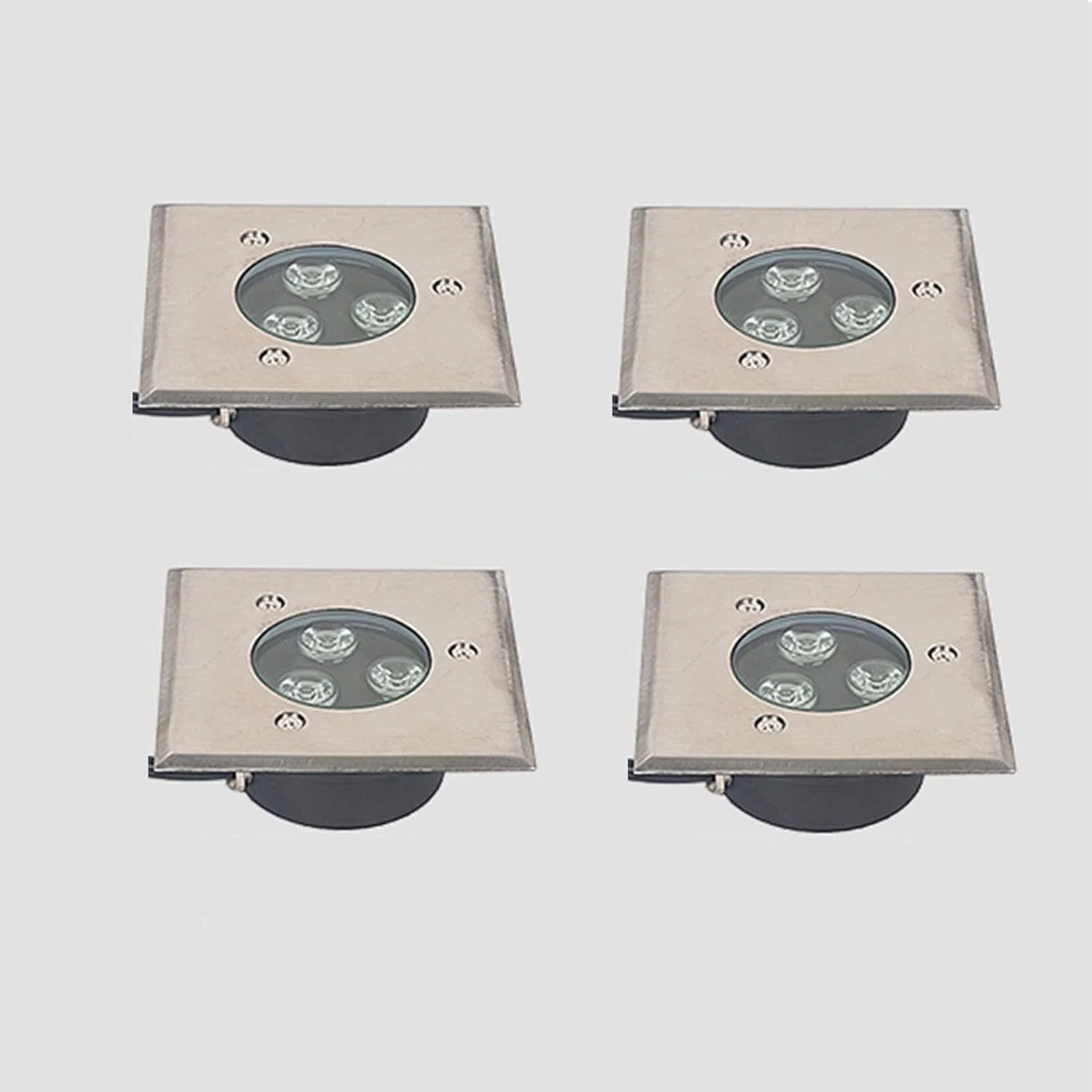 چراغ های دفنی استخری 4 عددی - چراغ فواره ای IP68 3W، چراغ LED فرورفته منظره ولتاژ پایین 12/24 ولت، برای باغ، پاسیو، پله ها، نورپردازی استخر (رنگ: سفید، اندازه: 3 وات (12 ولت))