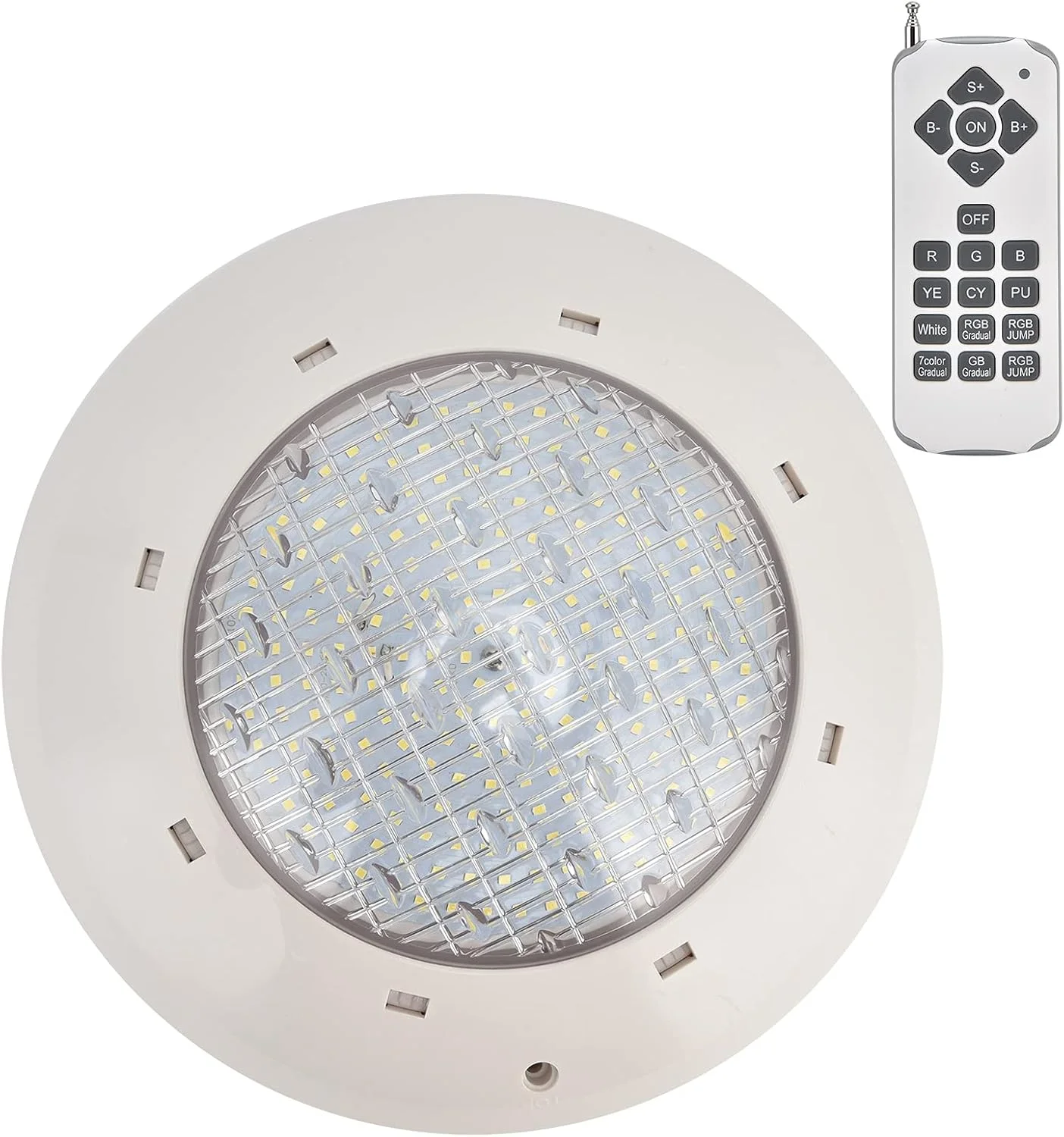 چراغ استخری Phefop ضد آب IP68 با کنترل از راه دور، LED رنگارنگ RGB، نصب دیواری، نور زیرزمینی، پایه چوبی، مناسب برای فضای داخلی استخر، جنس: پلاستیک (35 وات)