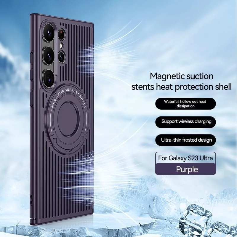 قاب گوشی خنک کننده با حلقه مغناطیسی مگ-سیف برای سامسونگ گلکسی S23 Ultra 5G (بنفش) قاب گوشی خنک کننده با حلقه مغناطیسی مگ-سیف برای سامسونگ گلکسی S23 Ultra 5G (بنفش)