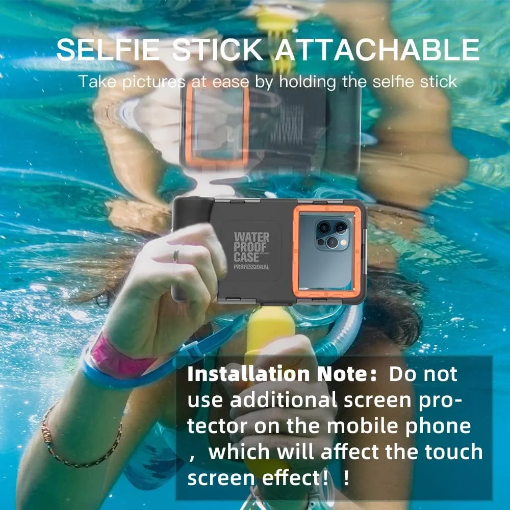 محفظه ضد آب تلفن همراه Nisso مناسب غواصی و اسنورکلینگ برای آیفون 15/14/13/12/11 پرو مکس/XR/XS/X سامسونگ گلکسی S24/S23/S22/S21، قاب ضدآب غواصی برای عکاسی و فیلمبرداری زیر آب - نارنجی