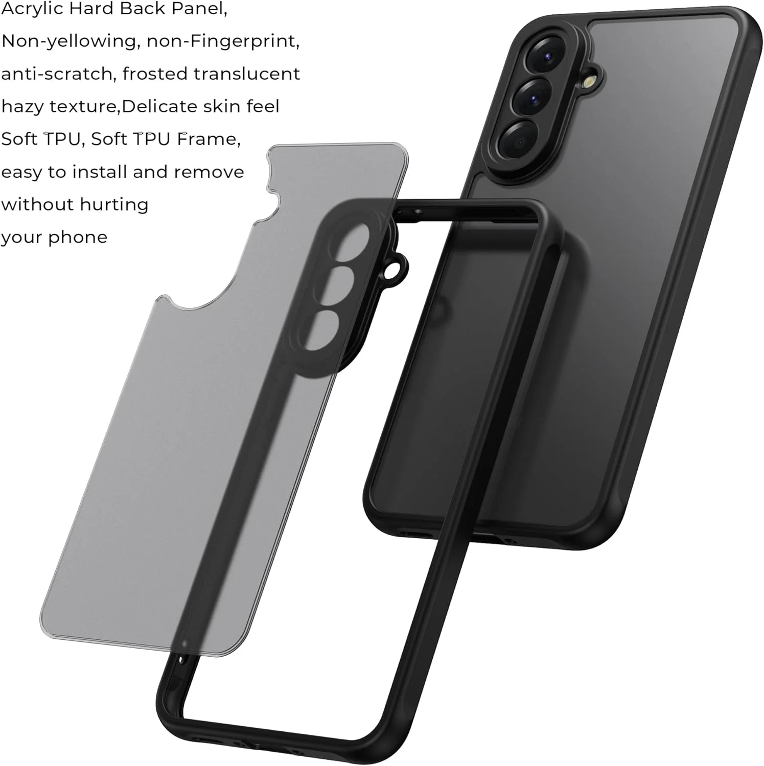 قاب مات گوشی سامسونگ گلکسی A56، کاور پشتی نیمه شفاف و مات، محافظت در برابر ضربه برای گوشی موبایل سامسونگ گلکسی A56 (گلکسی A56)