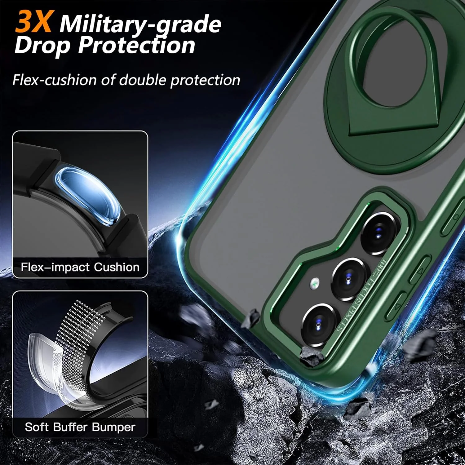 قاب گوشی موبایل سازگار با سامسونگ گلکسی S24+ / S24 پلاس 5G مدل 2024، طراحی شده با استند چرخان مغناطیسی [سازگار با Magsafe]، شفاف مات، مناسب برای سامسونگ S24+ / S24 پلاس 6.7 اینچ - سبز