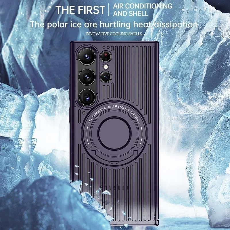 قاب گوشی خنک کننده با حلقه مغناطیسی مگ-سیف برای سامسونگ گلکسی S23 Ultra 5G (بنفش) قاب گوشی خنک کننده با حلقه مغناطیسی مگ-سیف برای سامسونگ گلکسی S23 Ultra 5G (بنفش)