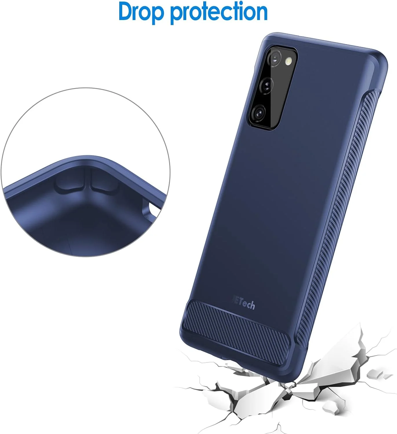 کاور باریک JETech برای گوشی سامسونگ گلکسی S20 FE 5G با صفحه نمایش 6.5 اینچی، کاور نازک گوشی با قابلیت جذب شوک و طراحی فیبر کربنی (آبی) کاور باریک JETech برای گوشی سامسونگ گلکسی S20 FE 5G با صفحه نمایش 6.5 اینچی، کاور نازک گوشی با قابلیت جذب شوک و طراحی فیبر کربنی (آبی)