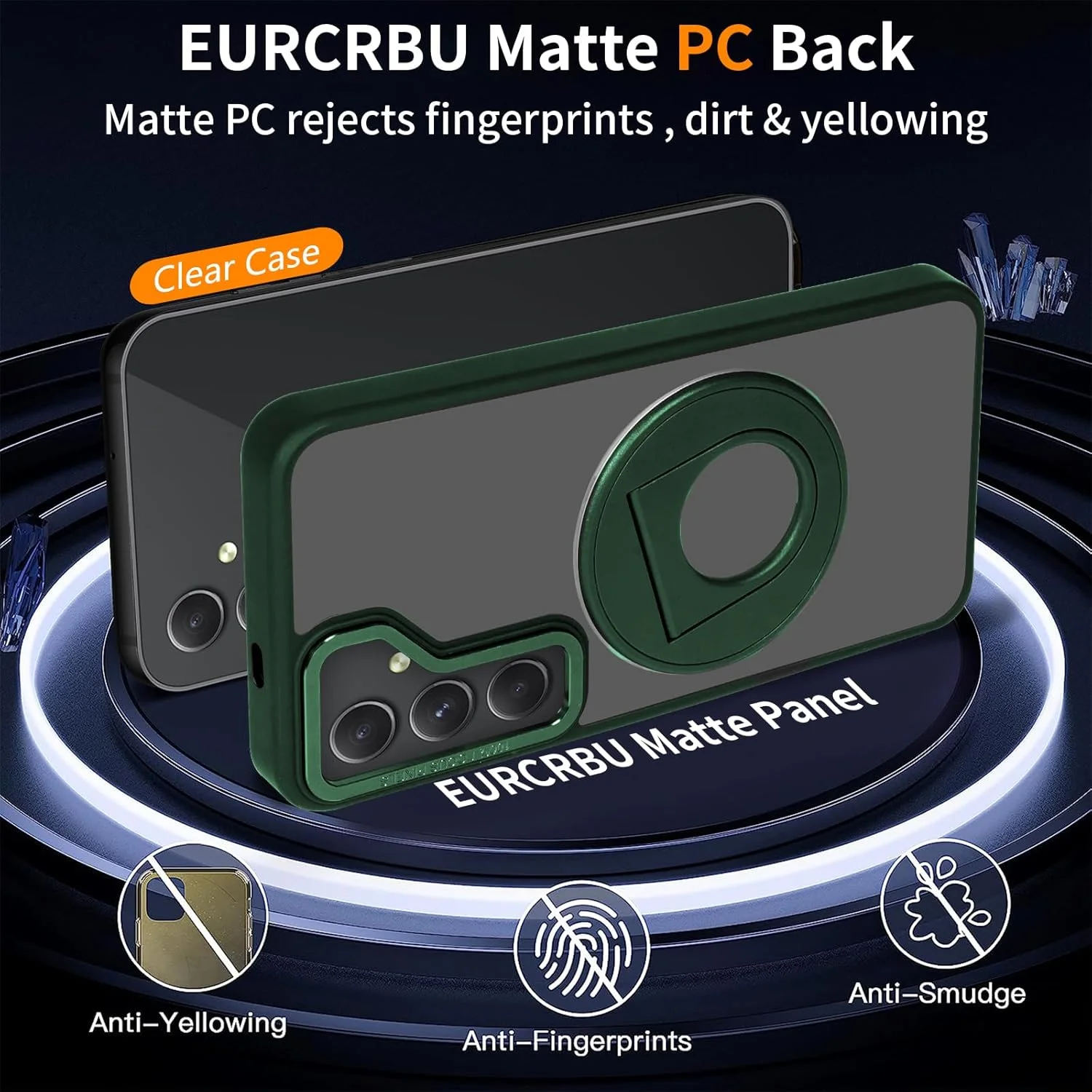 قاب گوشی موبایل سازگار با سامسونگ گلکسی S24+ / S24 پلاس 5G مدل 2024، طراحی شده با استند چرخان مغناطیسی [سازگار با Magsafe]، شفاف مات، مناسب برای سامسونگ S24+ / S24 پلاس 6.7 اینچ - سبز