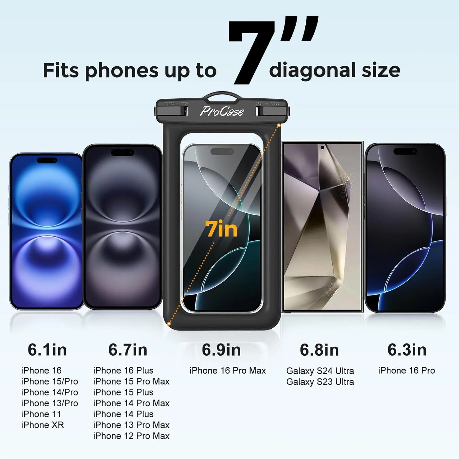 کیف ضد آب شناور ProCase برای گوشی، کیف خشک زیر آب برای آیفون 17 16 15 14 13 12 11 پرو مکس ایر XS XR X، گلکسی S23 S22 Ultra تا 7.0 اینچ - بسته 2 عددی، مشکی کیف ضد آب شناور ProCase برای گوشی، کیف خشک زیر آب برای آیفون 17 16 15 14 13 12 11 پرو مکس ایر XS XR X، گلکسی S23 S22 Ultra تا 7.0 اینچ - بسته 2 عددی، مشکی