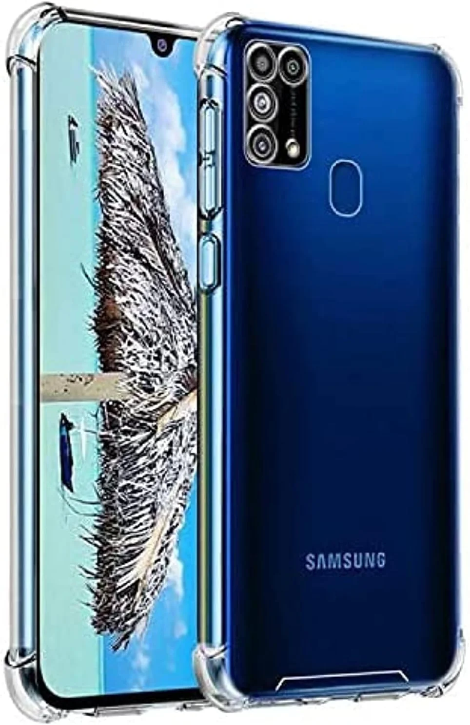 کاور شفاف سازگار با گوشی سامسونگ گلکسی M31 + محافظ صفحه نمایش برای M31 [ضد ضربه] [ضد خش] [محافظت درجه نظامی] – کاور بامپر TPU شفاف