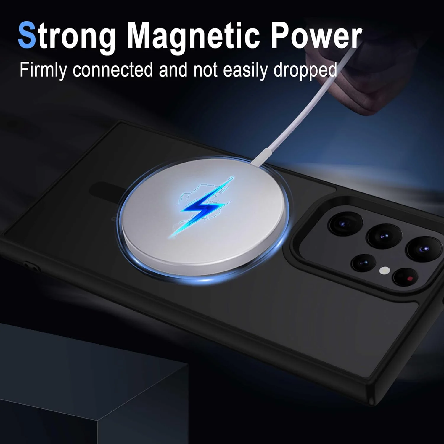 کاور مگنتی XTCASE برای گوشی سامسونگ گلکسی S22 Ultra، سازگار با Magsafe، کاور مات نیمه شفاف برای گوشی سامسونگ گلکسی S22 Ultra 5G، پشت PC ضد خش + بامپر TPU، مشکی