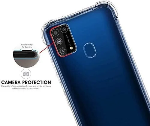 کاور شفاف سازگار با گوشی سامسونگ گلکسی M31 + محافظ صفحه نمایش برای M31 [ضد ضربه] [ضد خش] [محافظت درجه نظامی] – کاور بامپر TPU شفاف