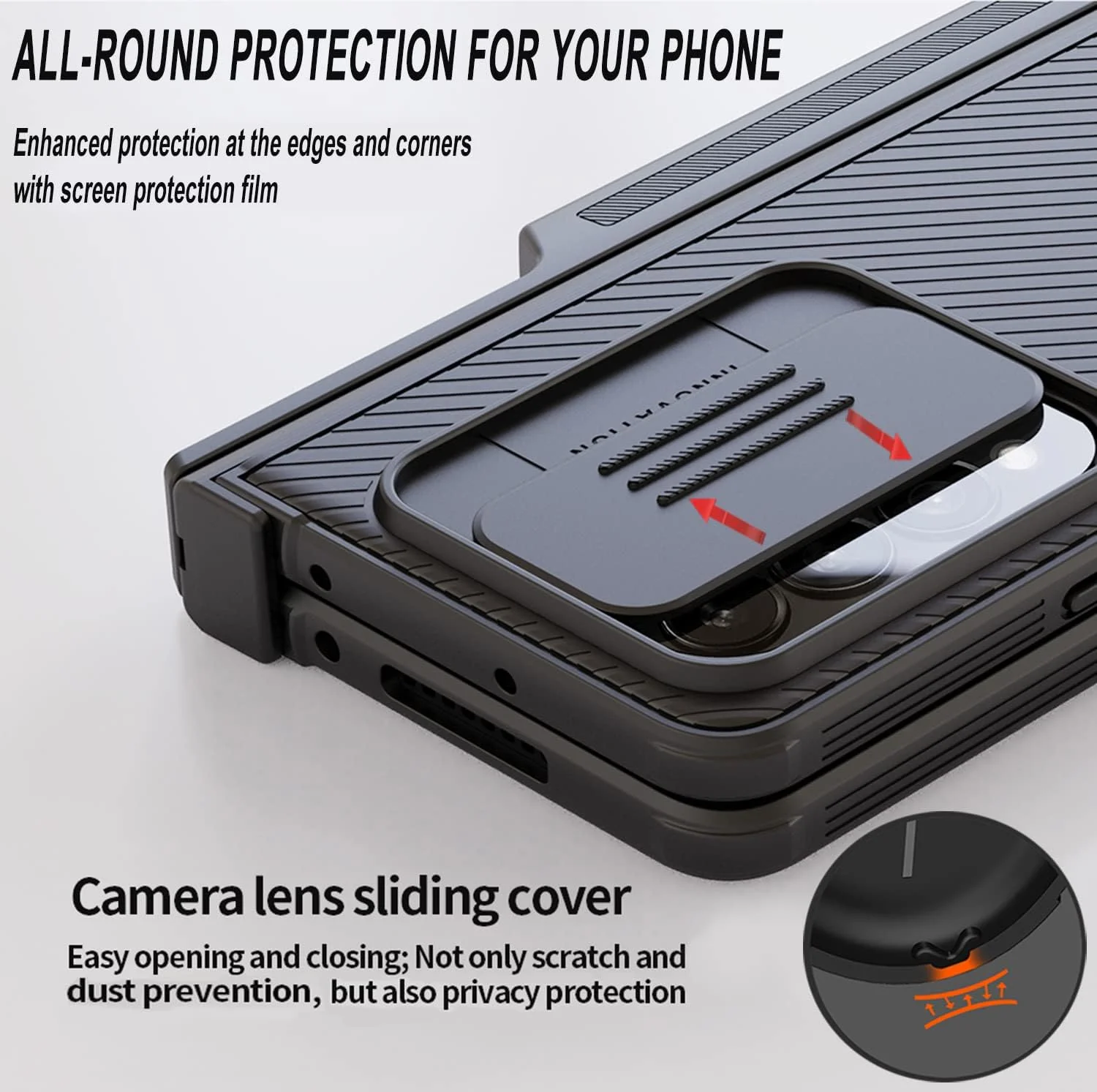 قاب محافظ گوشی سامسونگ گلکسی زد فولد 4 به همراه جای قلم و محافظ لنز کشویی و محافظ صفحه نمایش و استند (مشکی به همراه قلم) قاب محافظ گوشی سامسونگ گلکسی زد فولد 4 به همراه جای قلم و محافظ لنز کشویی و محافظ صفحه نمایش و استند (مشکی به همراه قلم)