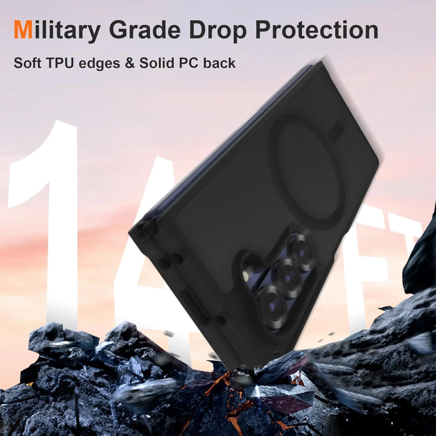 قاب محافظ سامسونگ گلکسی فولد 7: ضد ضربه مغناطیسی با درجه نظامی - پوشش محافظ ناهموار ضد لغزش با لبه های برجسته - روکش مات برای ماجراجویی در فضای باز (مشکی، فولد 7) قاب محافظ سامسونگ گلکسی فولد 7: ضد ضربه مغناطیسی با درجه نظامی - پوشش محافظ ناهموار ضد لغزش با لبه های برجسته - روکش مات برای ماجراجویی در فضای باز (مشکی، فولد 7)