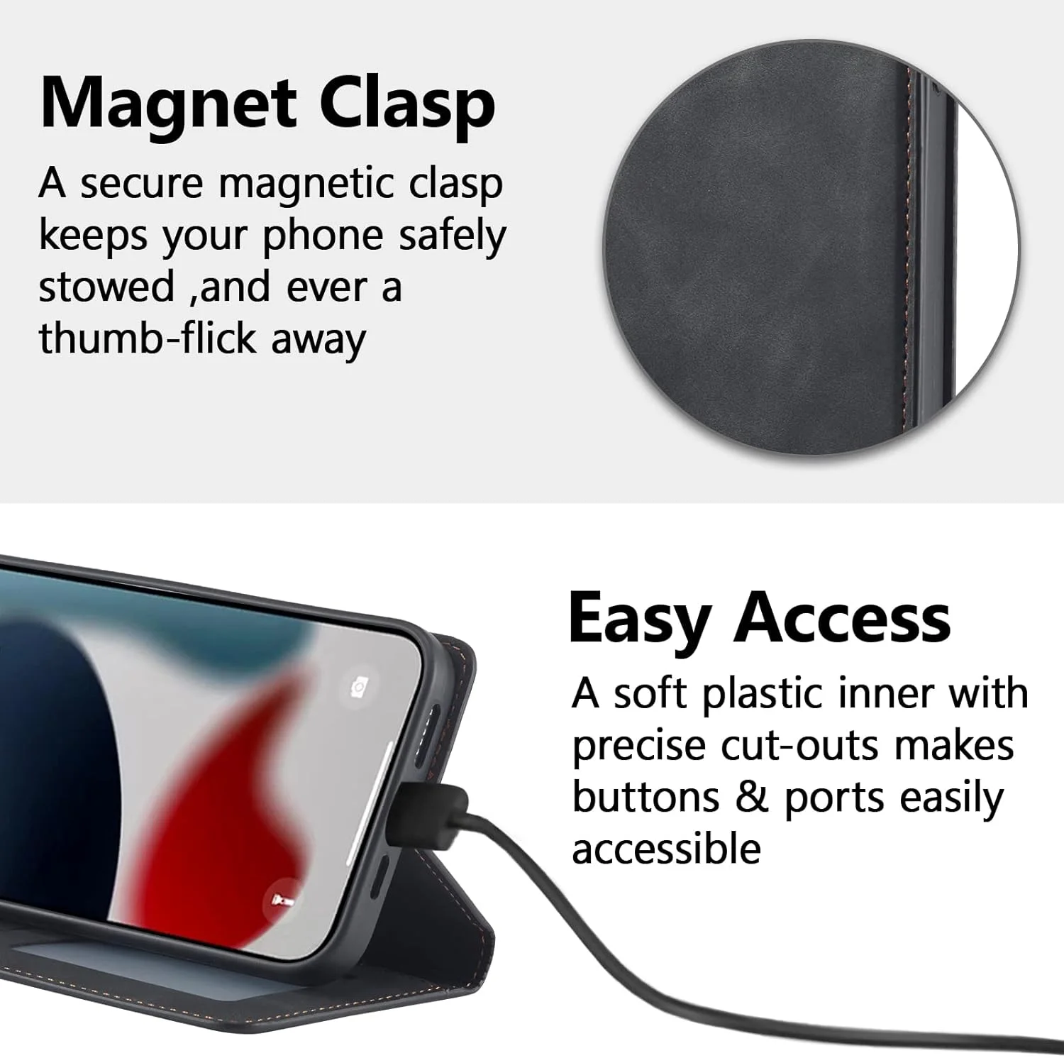 کیف چرمی تاشو محافظ گوشی EYZUTAK برای سامسونگ گلکسی A12 5G، کاور محافظ موبایل با استند، جای کارت، بست مغناطیسی و ضد ضربه - مشکی کیف چرمی تاشو محافظ گوشی EYZUTAK برای سامسونگ گلکسی A12 5G، کاور محافظ موبایل با استند، جای کارت، بست مغناطیسی و ضد ضربه - مشکی