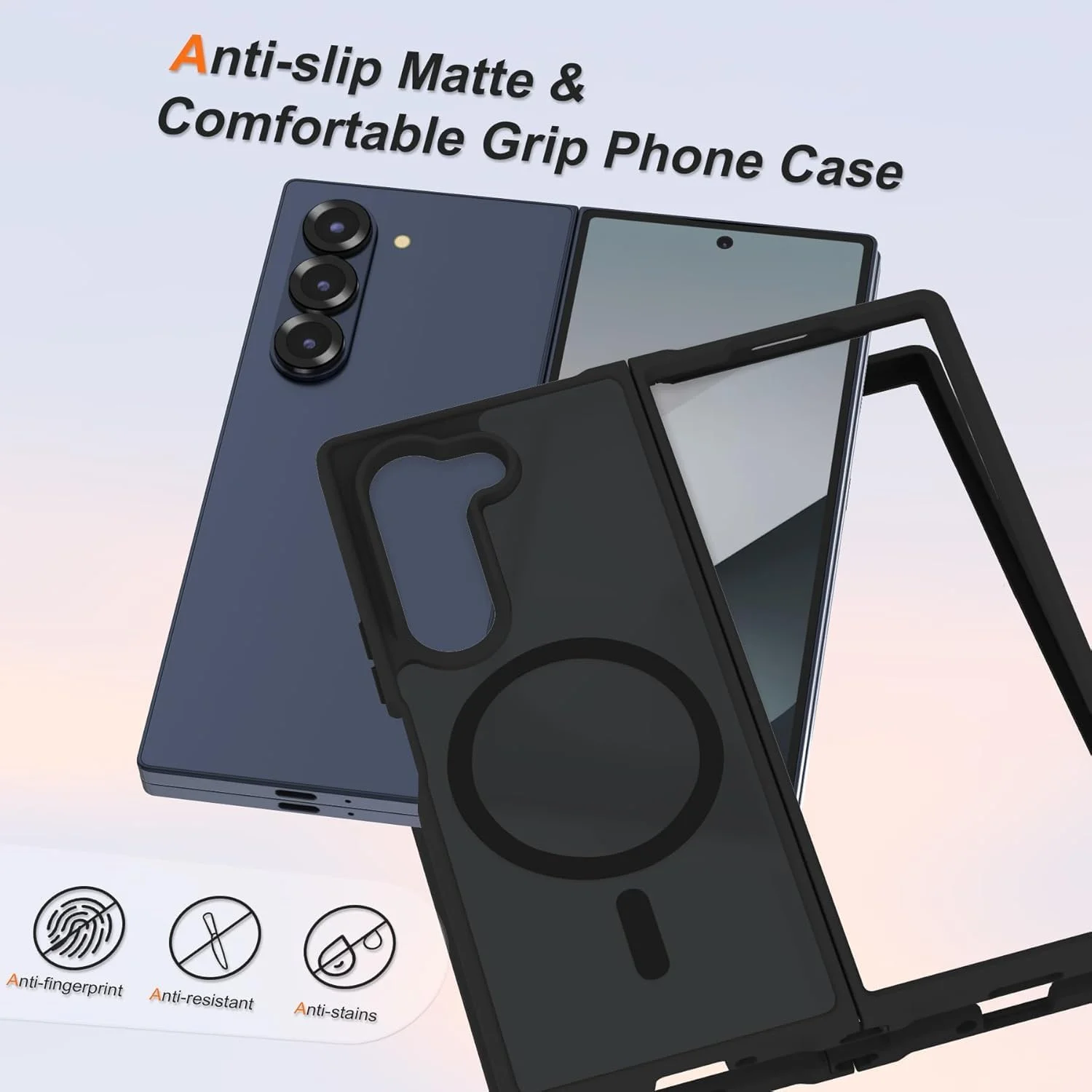 قاب محافظ سامسونگ گلکسی فولد 7: ضد ضربه مغناطیسی با درجه نظامی - پوشش محافظ ناهموار ضد لغزش با لبه های برجسته - روکش مات برای ماجراجویی در فضای باز (مشکی، فولد 7) قاب محافظ سامسونگ گلکسی فولد 7: ضد ضربه مغناطیسی با درجه نظامی - پوشش محافظ ناهموار ضد لغزش با لبه های برجسته - روکش مات برای ماجراجویی در فضای باز (مشکی، فولد 7)