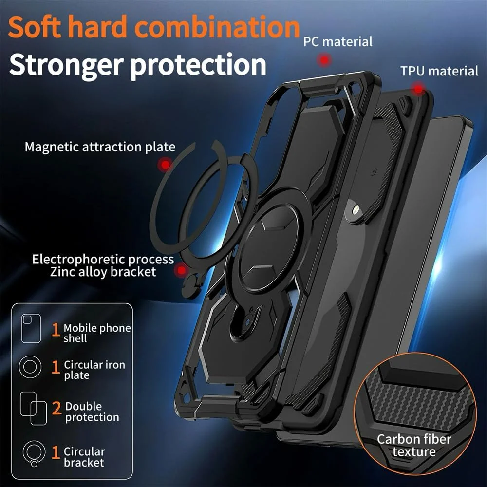 قاب محافظ گوشی سامسونگ گلکسی S25 Edge/S25 Ultra، کاور محافظ ضد ضربه 2 در 1 با پایه چرخان 360 درجه، طراحی زره پوش جنگجوی مکانیکی (فوق العاده مقاوم، ضد خش) قاب محافظ گوشی سامسونگ گلکسی S25 Edge/S25 Ultra، کاور محافظ ضد ضربه 2 در 1 با پایه چرخان 360 درجه، طراحی زره پوش جنگجوی مکانیکی (فوق العاده مقاوم، ضد خش)