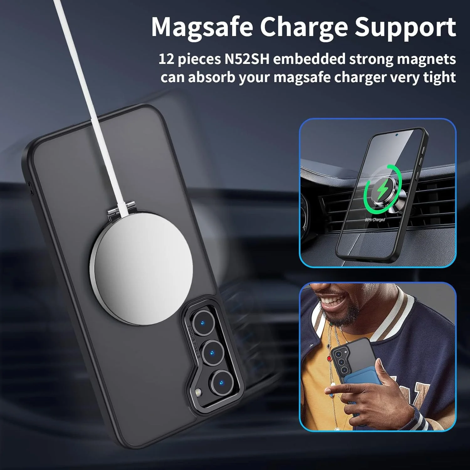 قاب گوشی سامسونگ گلکسی S23 FE، کاور با پایه حلقه ای مغناطیسی چرخان 360 درجه، محافظ ضربه گیر TPU، سازگار با MagSafe، روکش پشتی مات ضد اثر انگشت قاب گوشی سامسونگ گلکسی S23 FE، کاور با پایه حلقه ای مغناطیسی چرخان 360 درجه، محافظ ضربه گیر TPU، سازگار با MagSafe، روکش پشتی مات ضد اثر انگشت