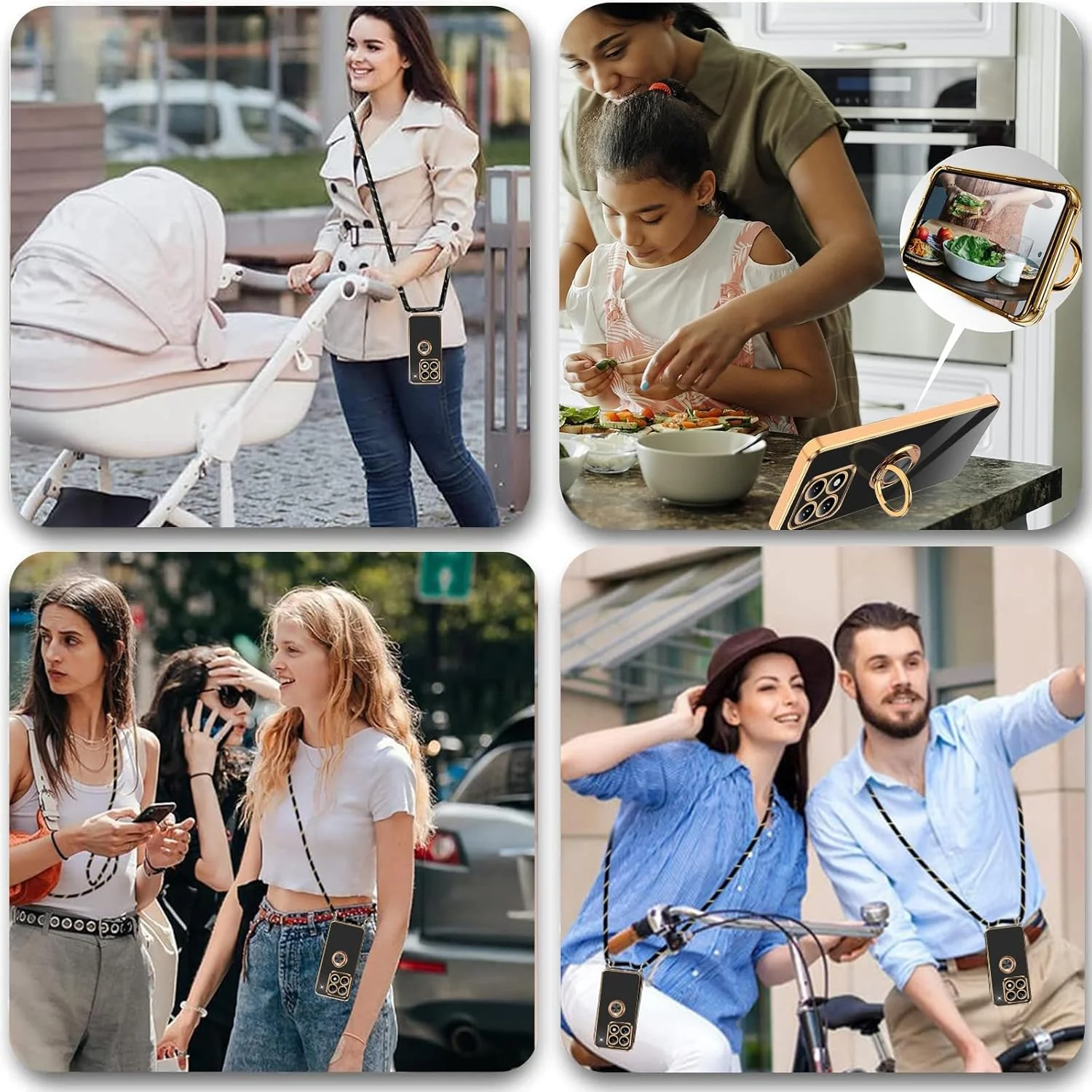 قاب سیلیکونی ضد ضربه گوشی شیائومی 14T Pro با بند و حلقه، دارای بند قابل تنظیم و استند - محافظت از تلفن