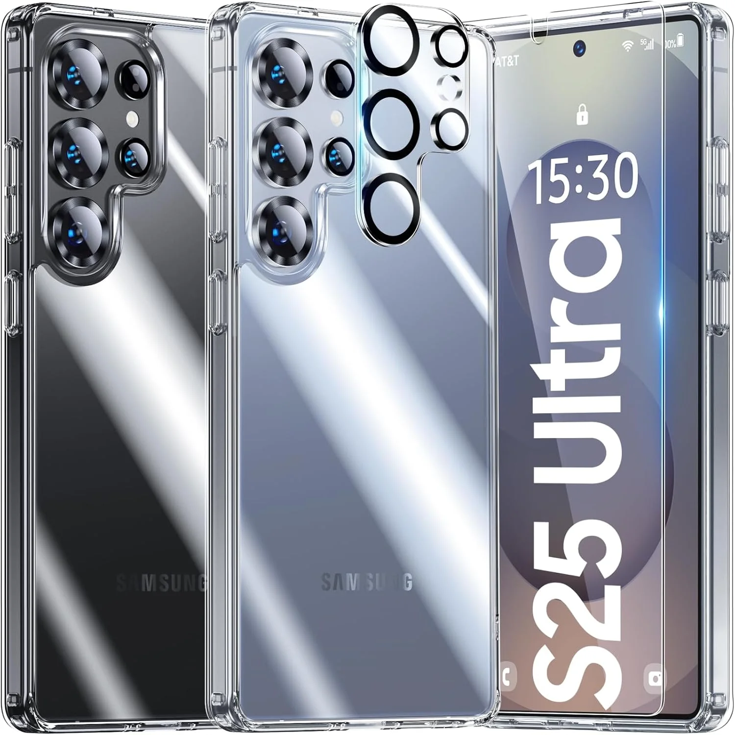 مجموعه 5 در 1 UniqueMe برای قاب گوشی سامسونگ گلکسی S25 Ultra - قاب گوشی موبایل [هرگز زرد نمیشود] برای محافظت کامل از گوشی گلکسی S25 Ultra [1 عدد قاب گوشی + 2 عدد محافظ صفحه نمایش + 2 عدد محافظ لنز]