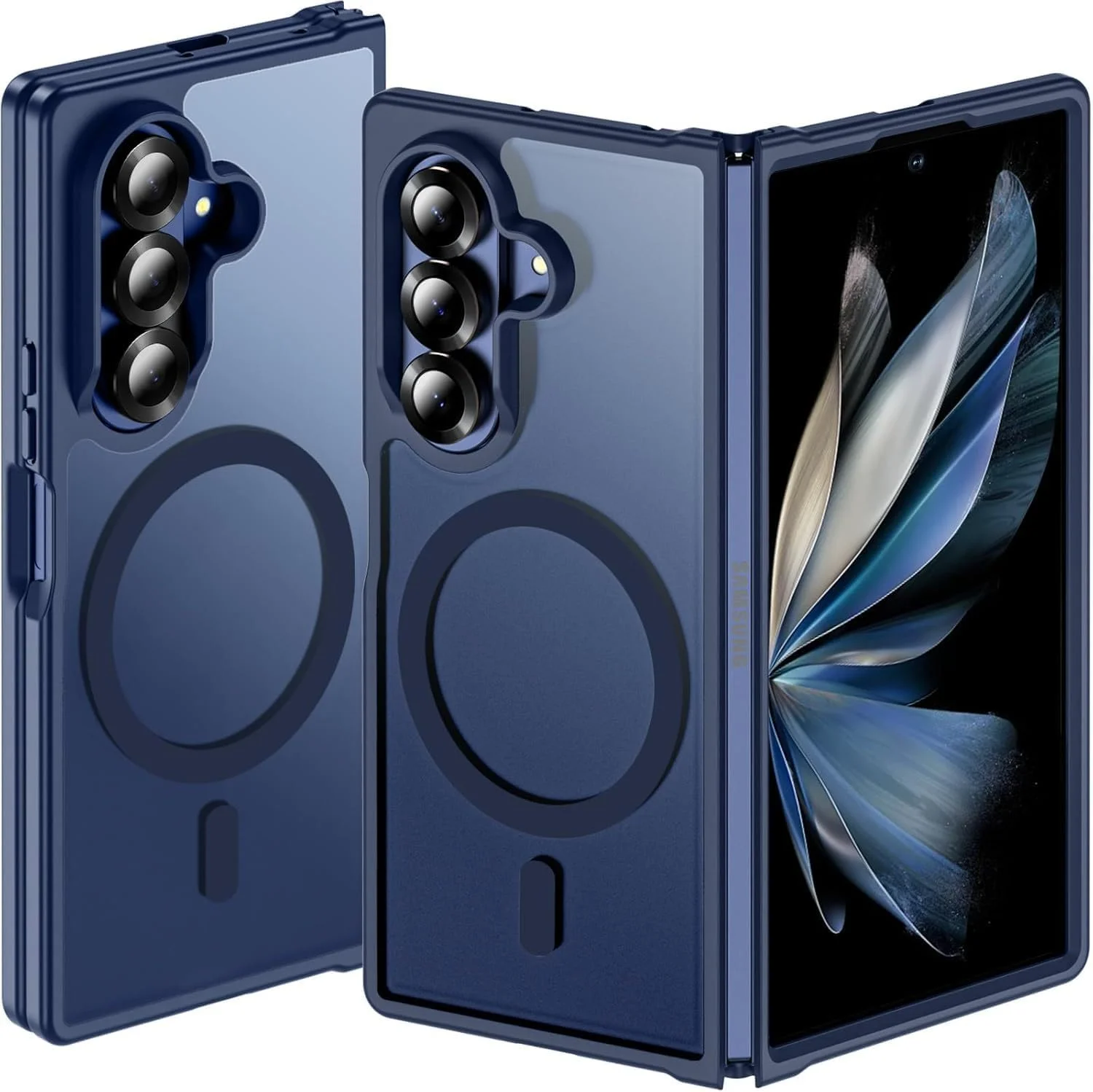 کاور گوشی سامسونگ گلکسی زد فولد 7 مدل Gruattreay، دارای Mag-Safe، کاور مات نیمه شفاف ضد اثر انگشت، کاور محافظ نازک و ضد ضربه (آبی)