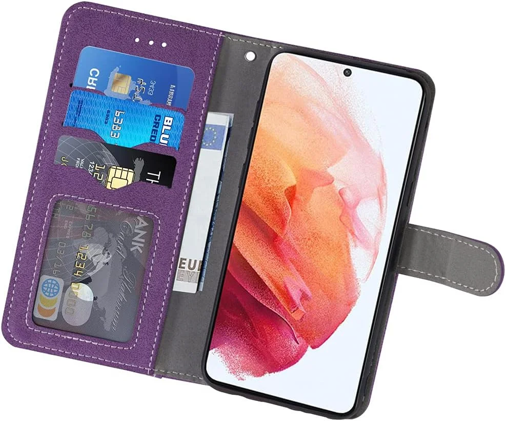کیف پول و محافظ صفحه نمایش شیشه ای سازگار با گوشی سامسونگ گلکسی S21 / S21 5G (6.2 اینچ)، دارای جای کارت اعتباری، استند و بند مچی سیلیکونی جداشدنی - رنگ بنفش کیف پول و محافظ صفحه نمایش شیشه ای سازگار با گوشی سامسونگ گلکسی S21 / S21 5G (6.2 اینچ)، دارای جای کارت اعتباری، استند و بند مچی سیلیکونی جداشدنی - رنگ بنفش
